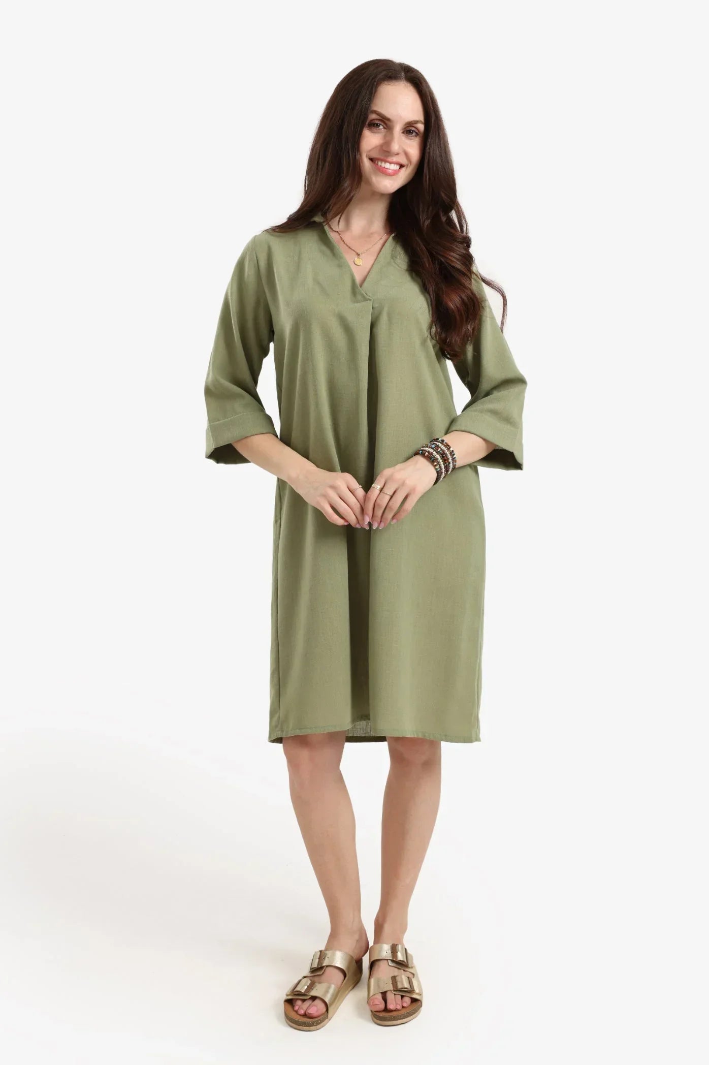 Clue - Tencel Collared V-Neck Dress 5
