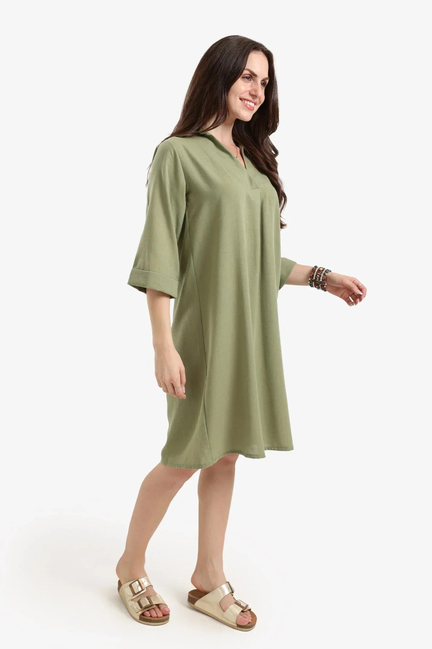 Clue - Tencel Collared V-Neck Dress 6