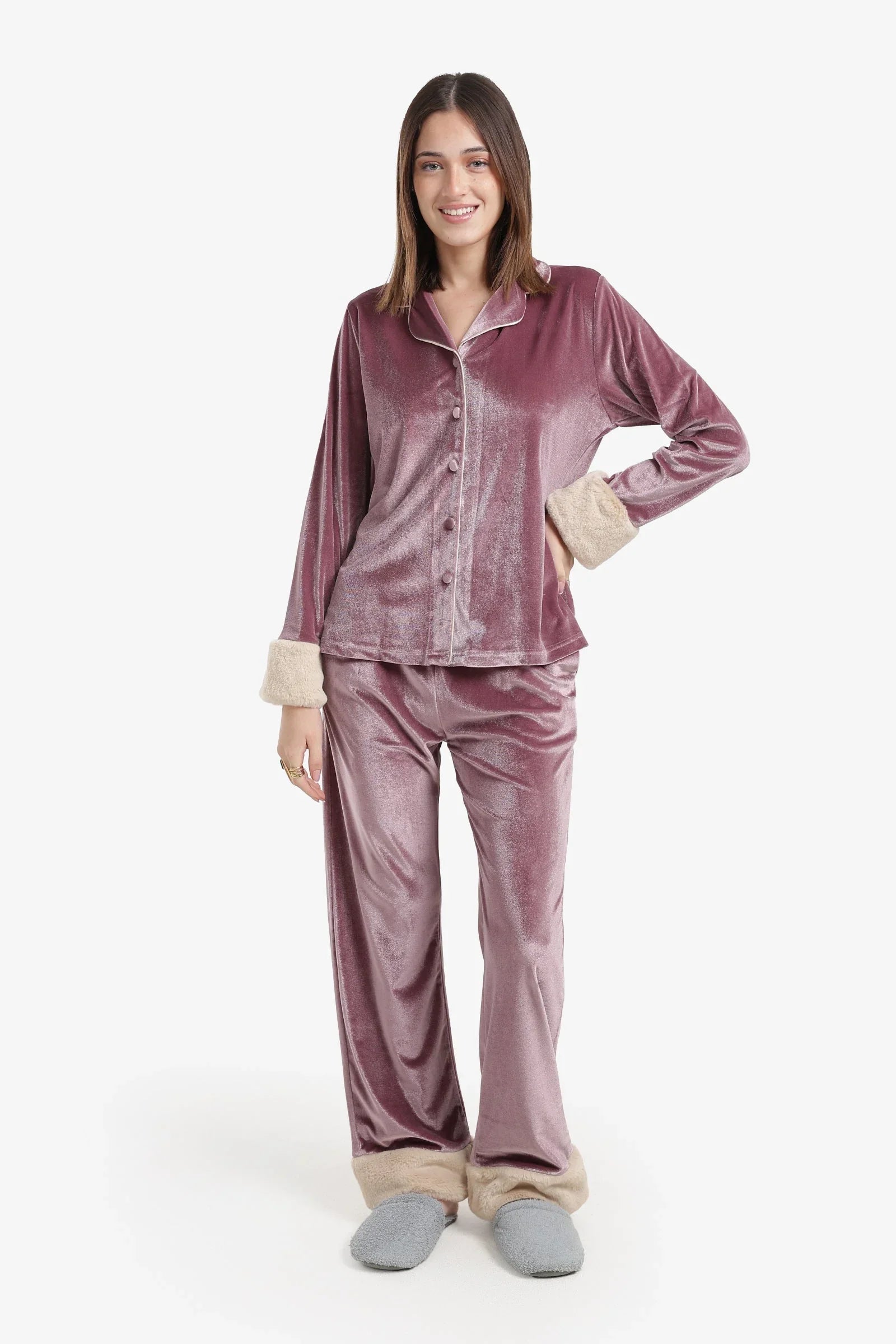 Carina - Velvet Button-Down Pyjama Set 13
