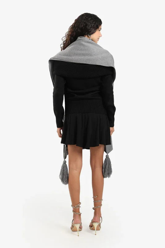 Carina - Knitted Poncho with Tassels 8