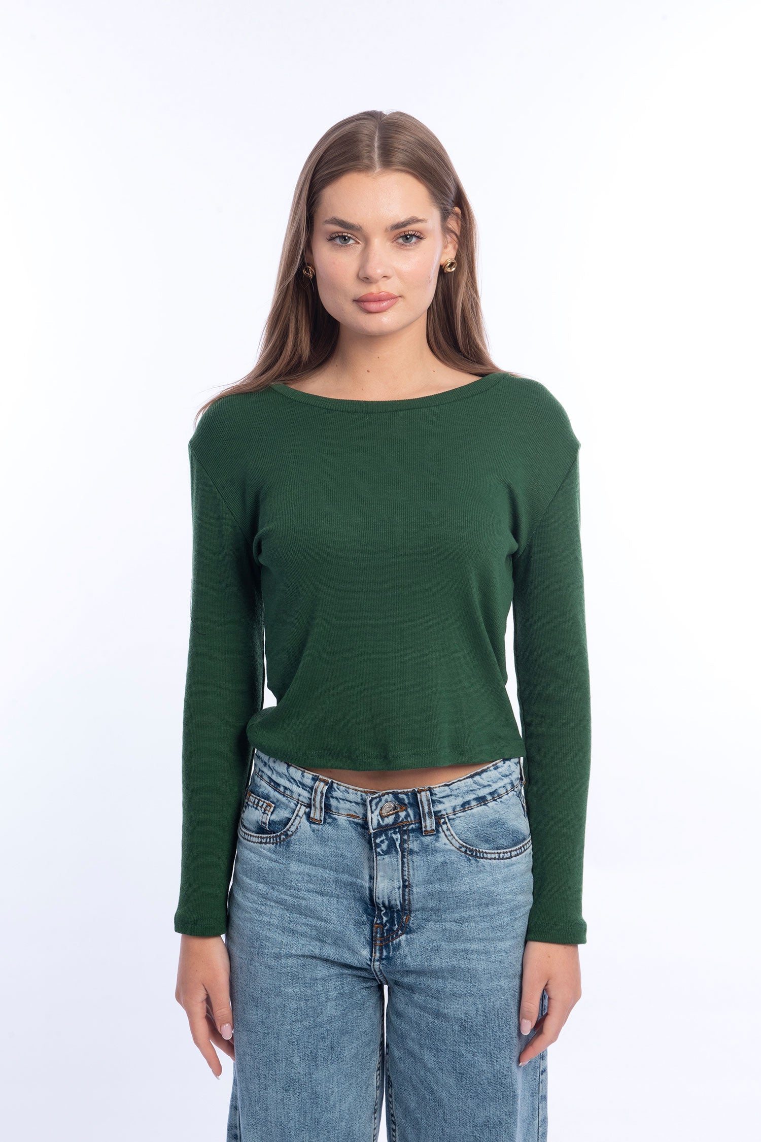 Viva - Long-sleeve Rounded-Neck Top 1