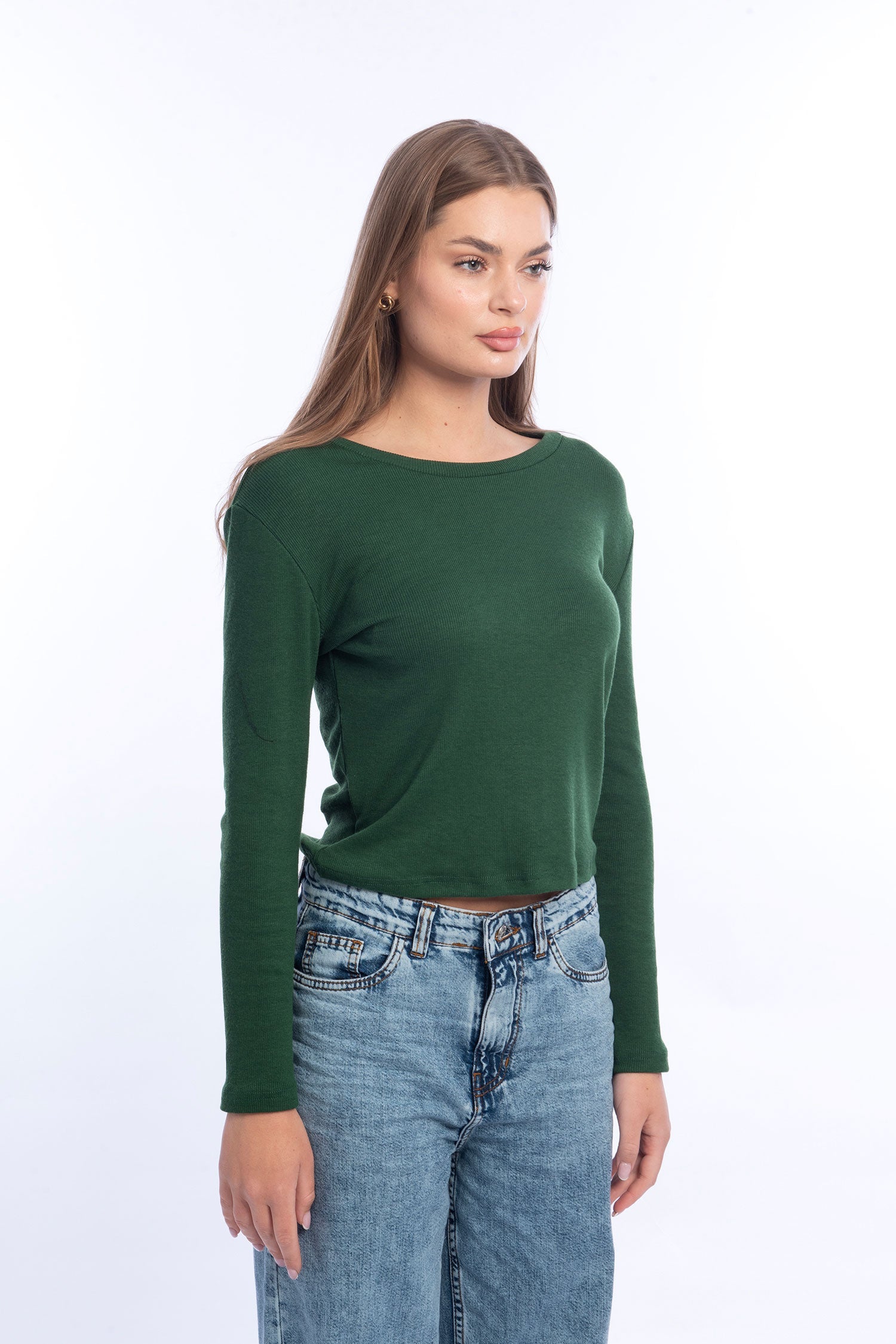 Viva - Long-sleeve Rounded-Neck Top 2