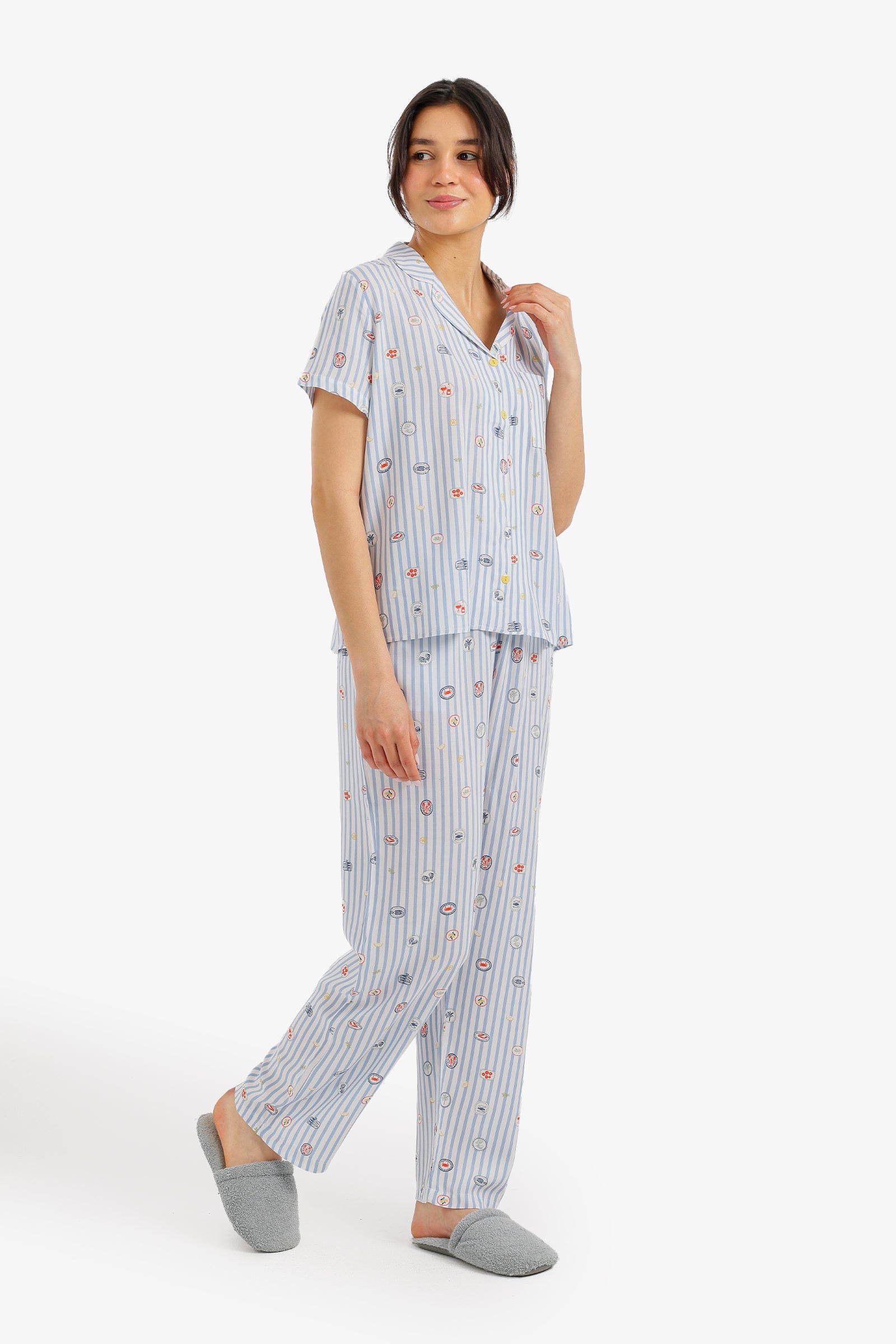 Striped Mini Print Pyjama Set - Carina - Babazzaro