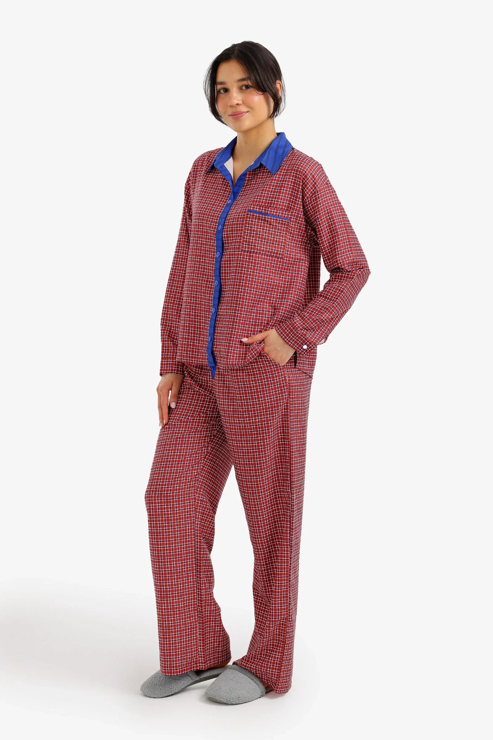 Checkered Relaxed Pajama Set - Carina - Babazzaro
