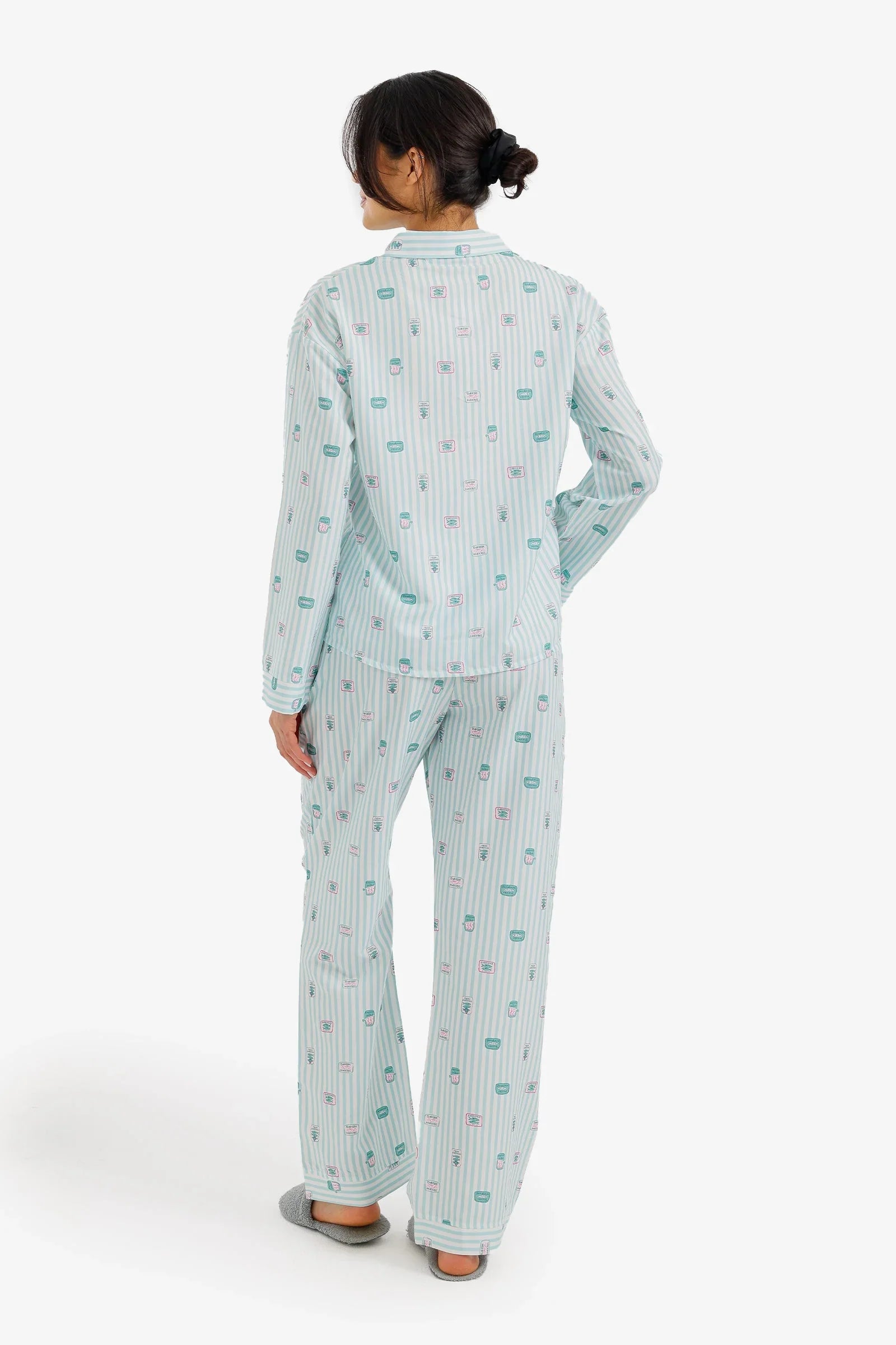 Striped Printed Pajama Set - Carina - Babazzaro