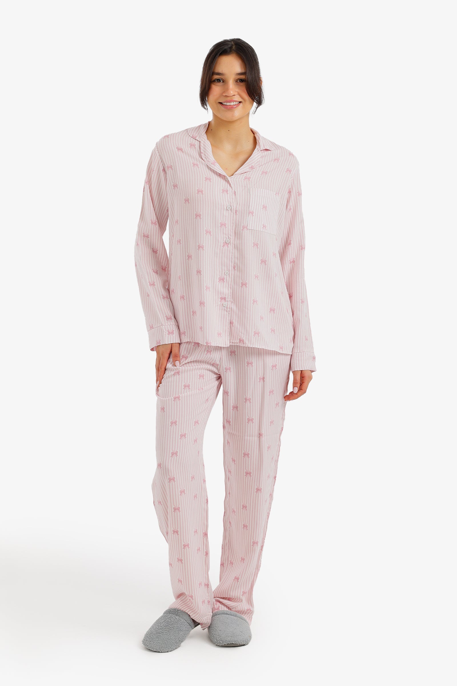 Striped Bow Pyjama Set - Carina - Babazzaro