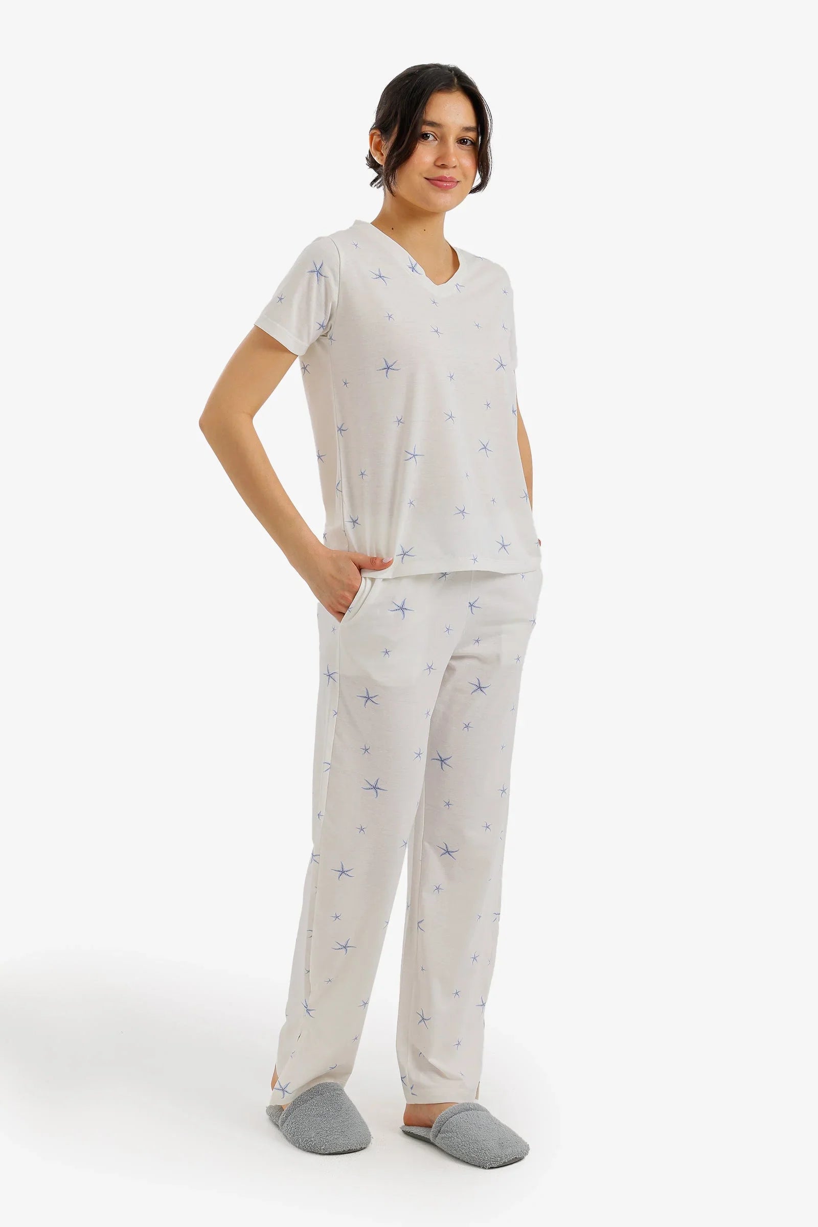 Star Print Cotton Pajama Set - Carina - Babazzaro
