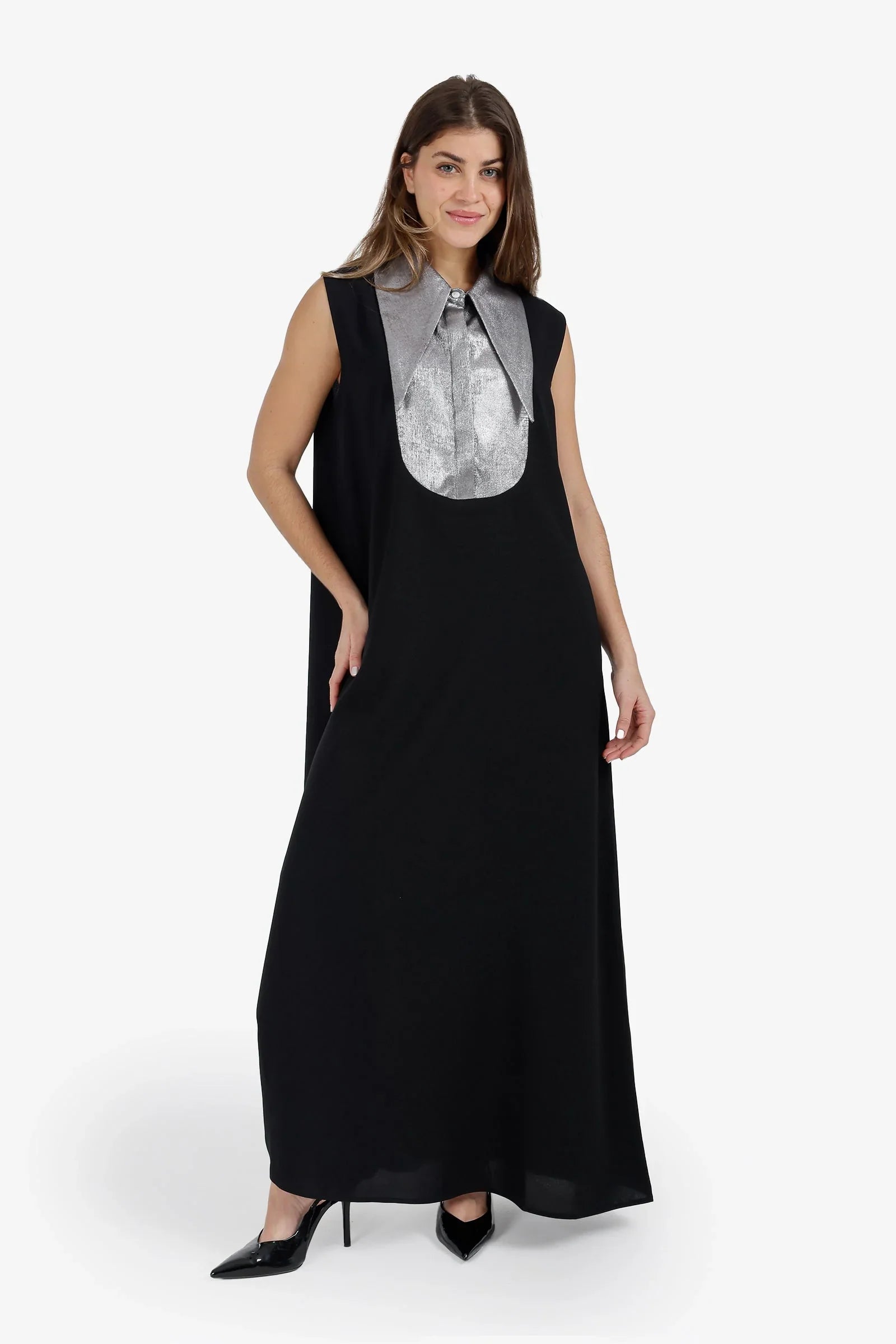 Contrast-Collar Maxi Dress - Carina 6