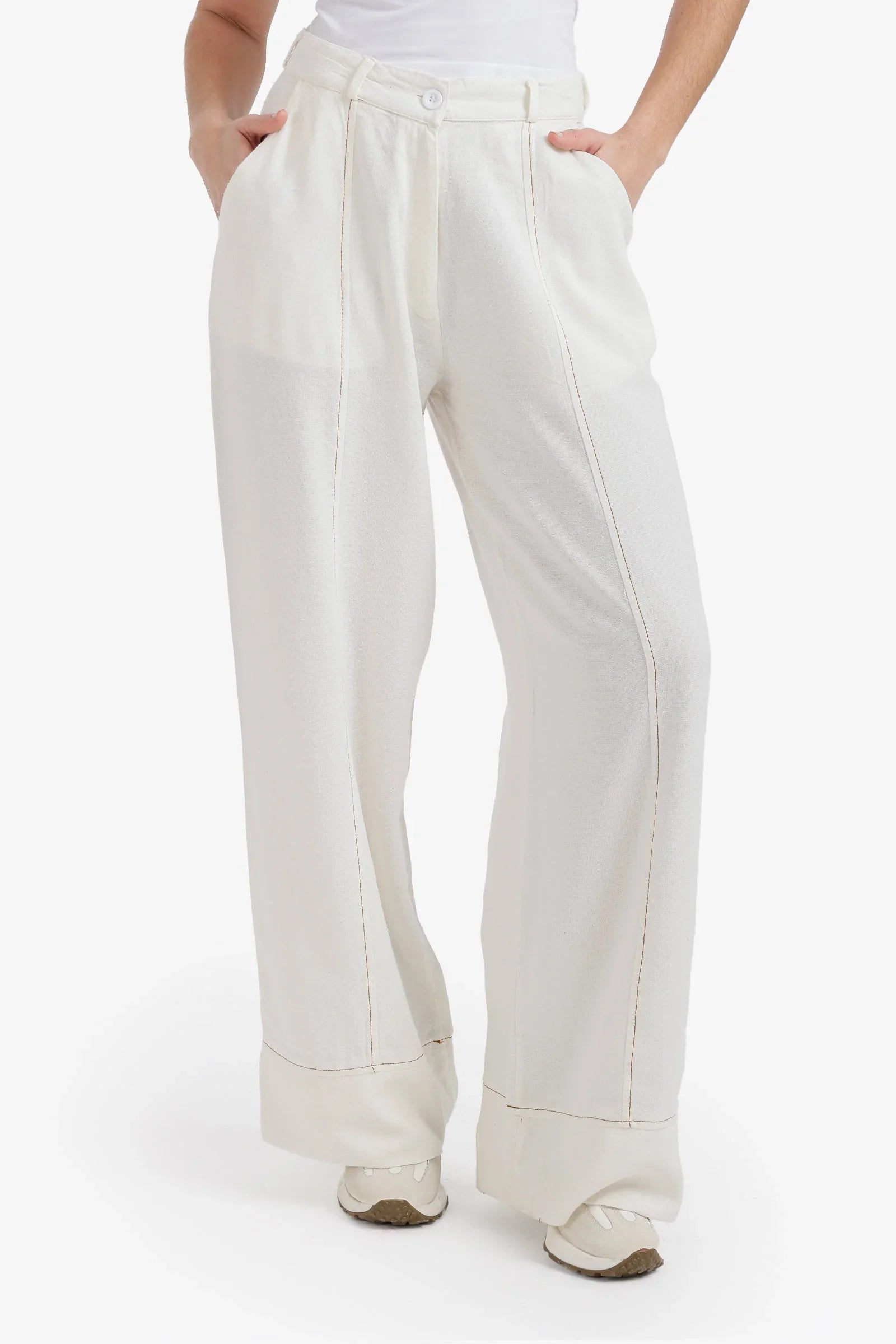 Carina - Contrast-Stitch Pants 1
