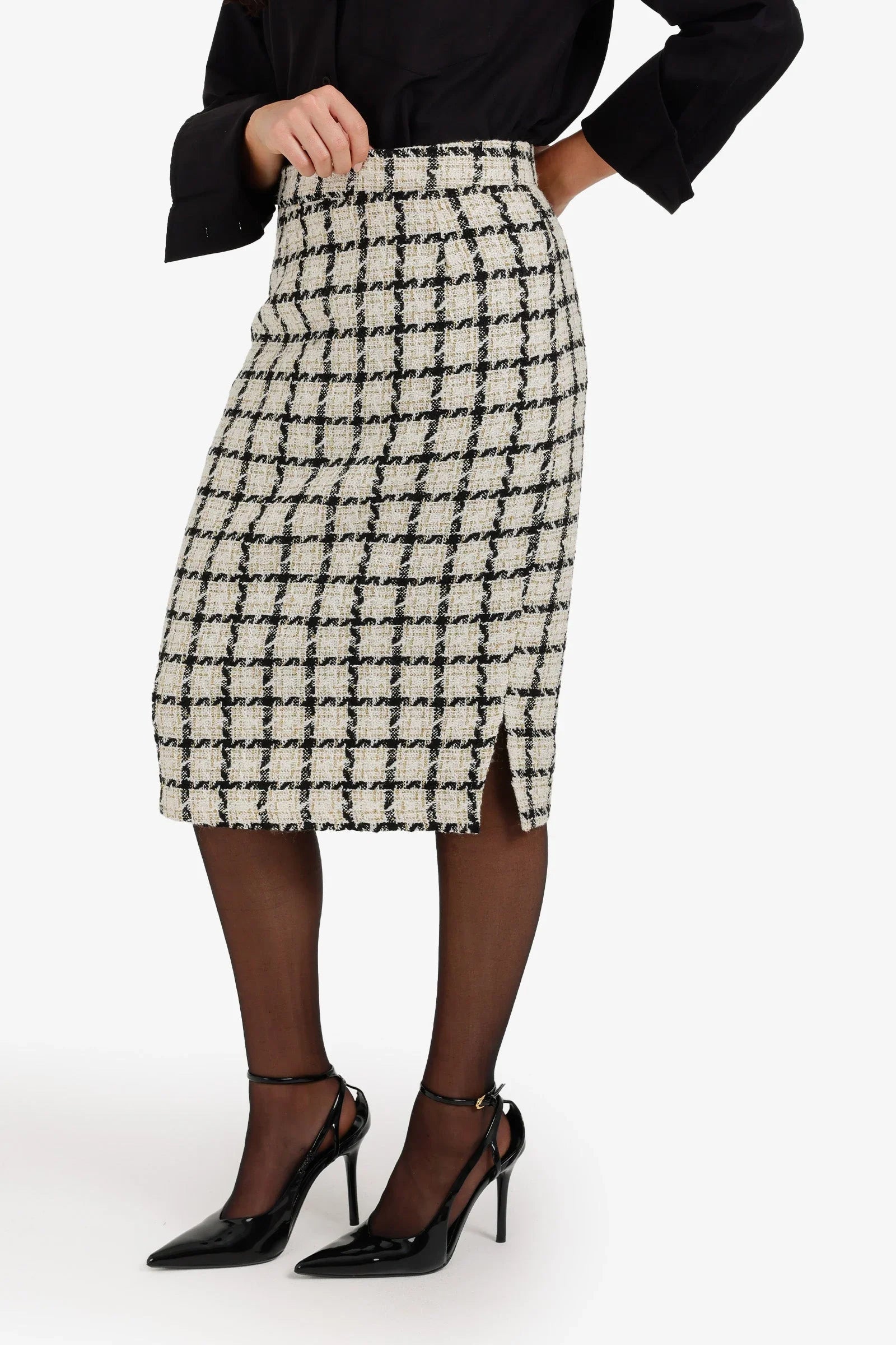 Houndstooth Pencil Skirt - Clue - Babazzaro
