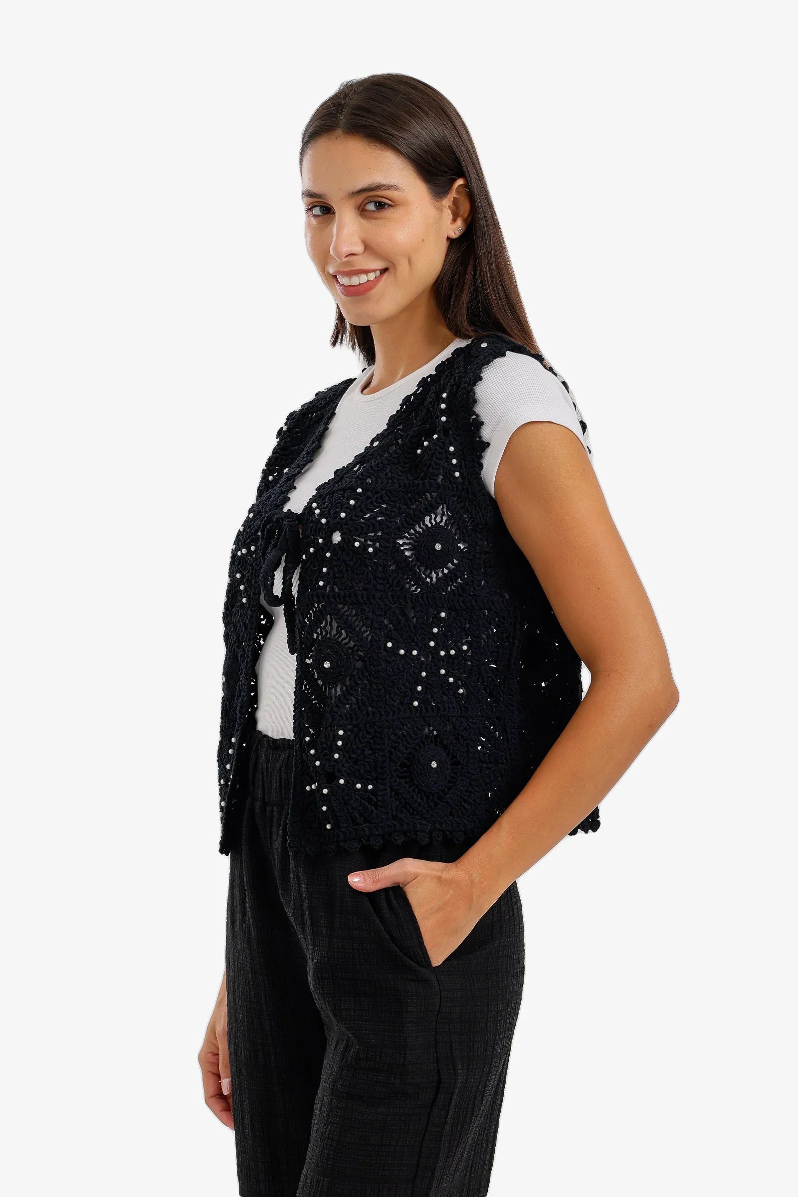 Tie-Front Crochet Kimono - Carina 2