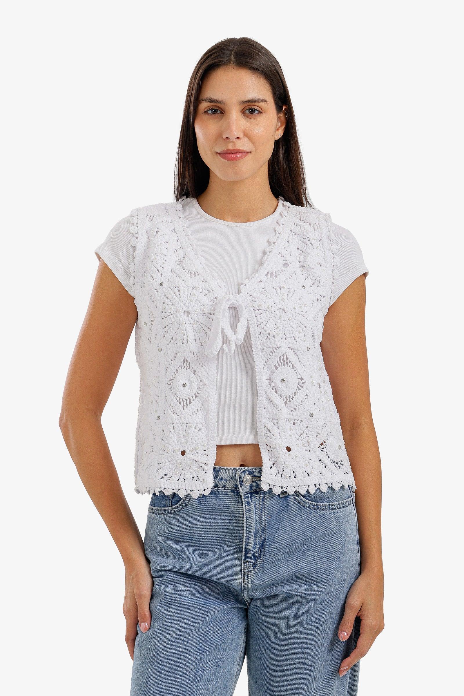 Tie-Front Crochet Kimono - Carina 4