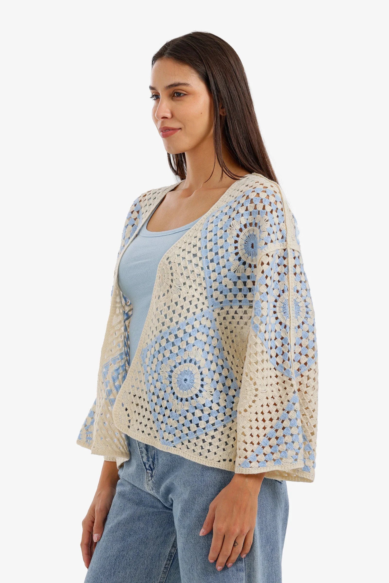 Two-Tone Crochet Kimono - Carina 2