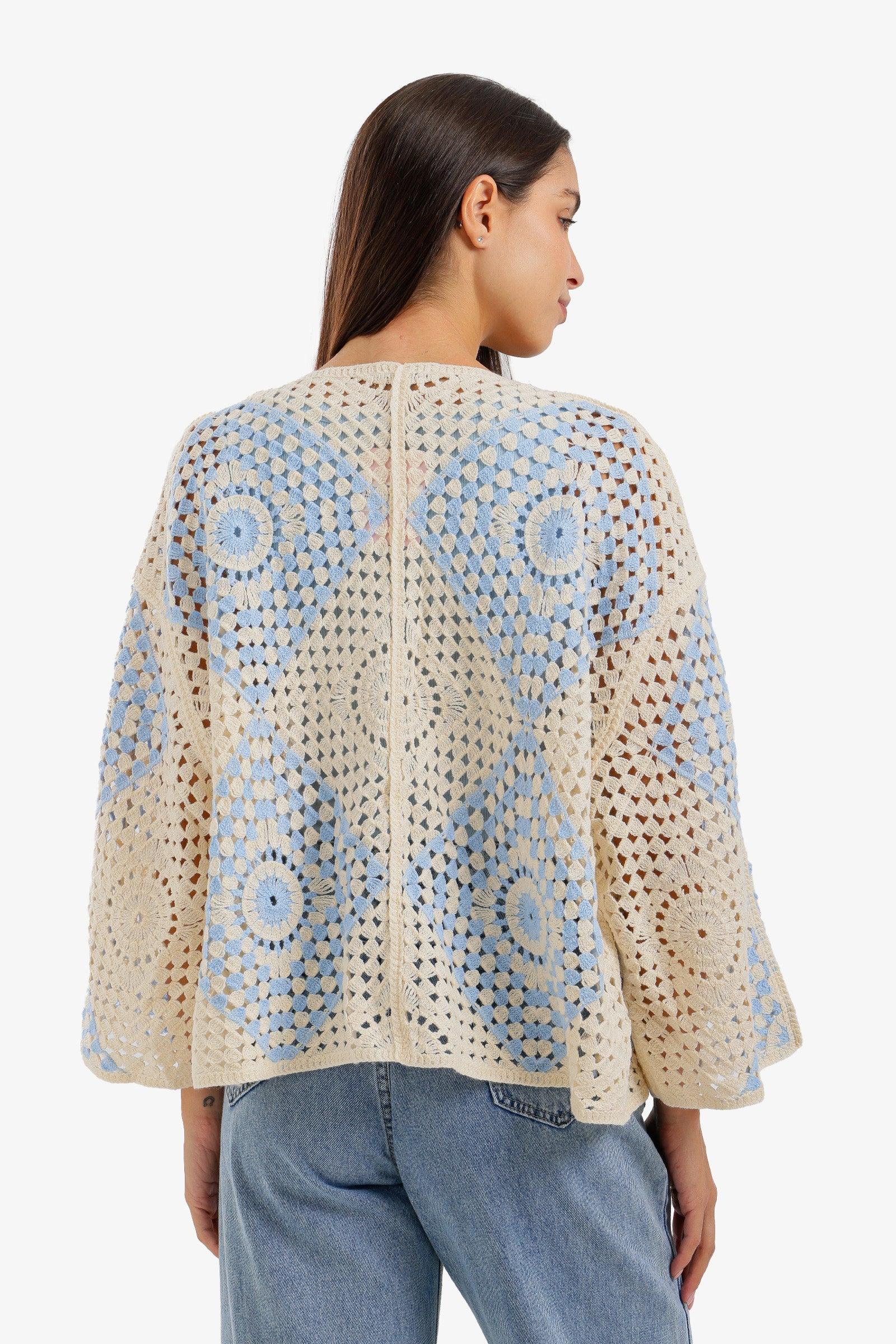 Two-Tone Crochet Kimono - Carina 3