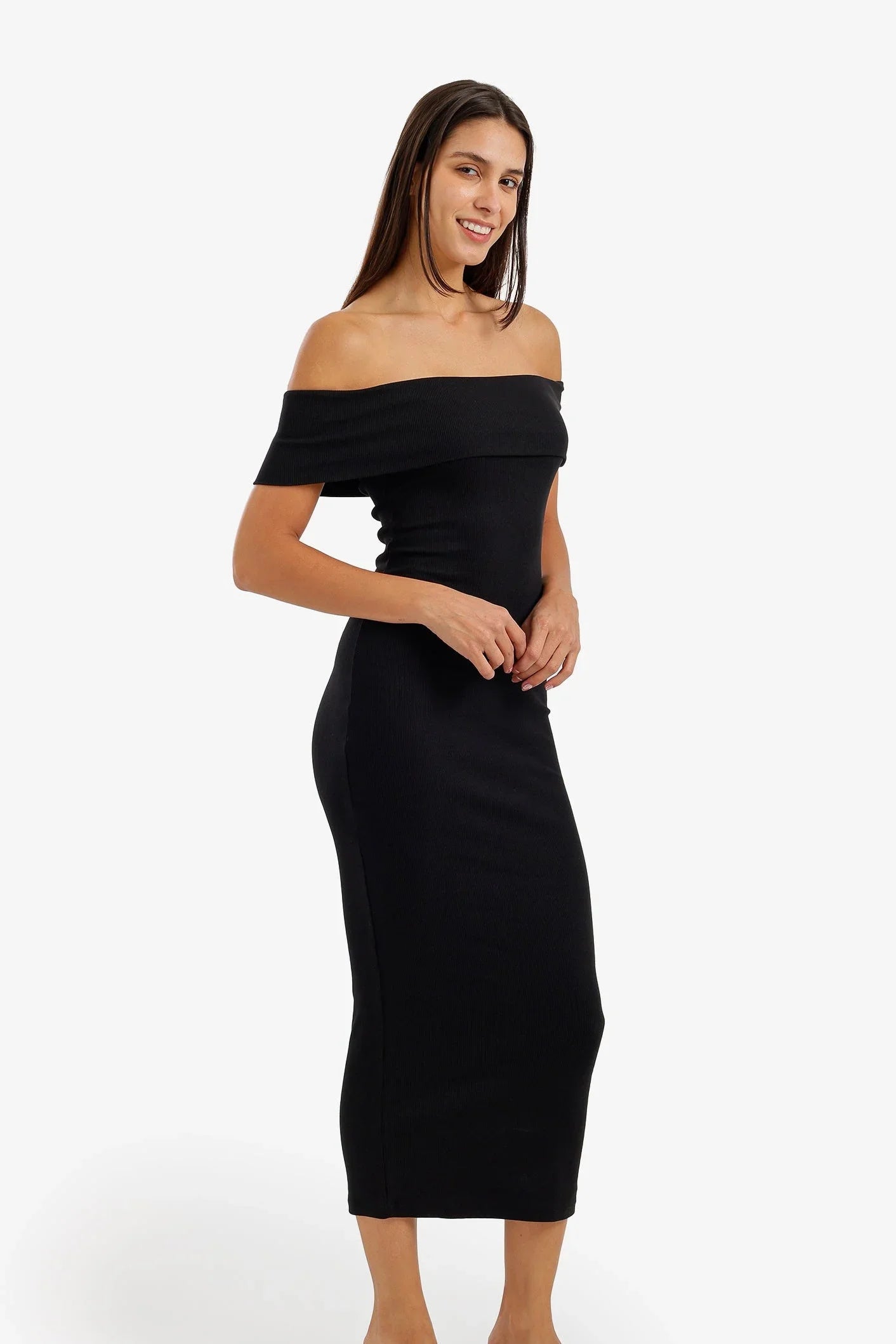Off-Shoulder Ribbed Dress - Carina 2