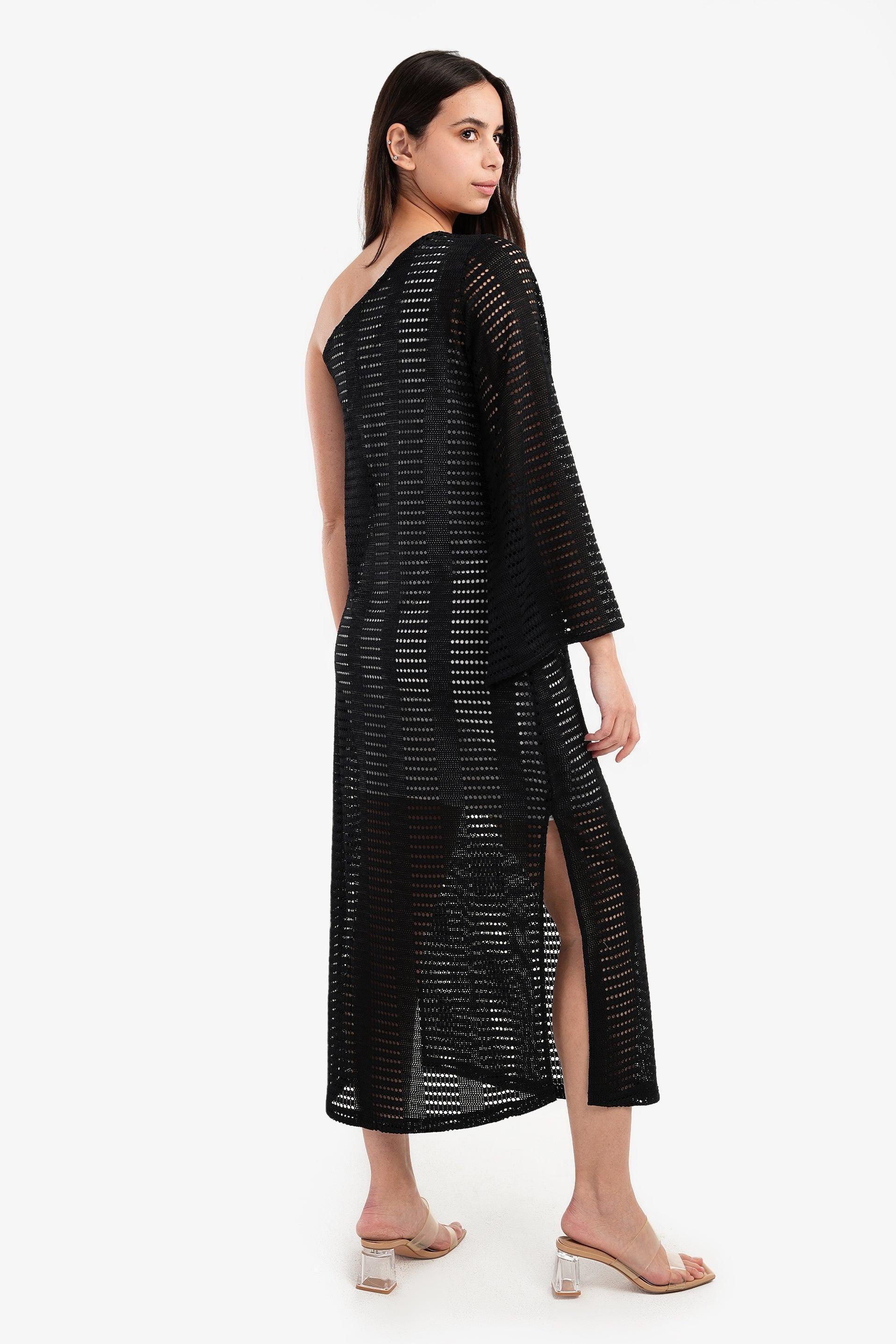 Clue - One Shoulder Fishnet Dress 4