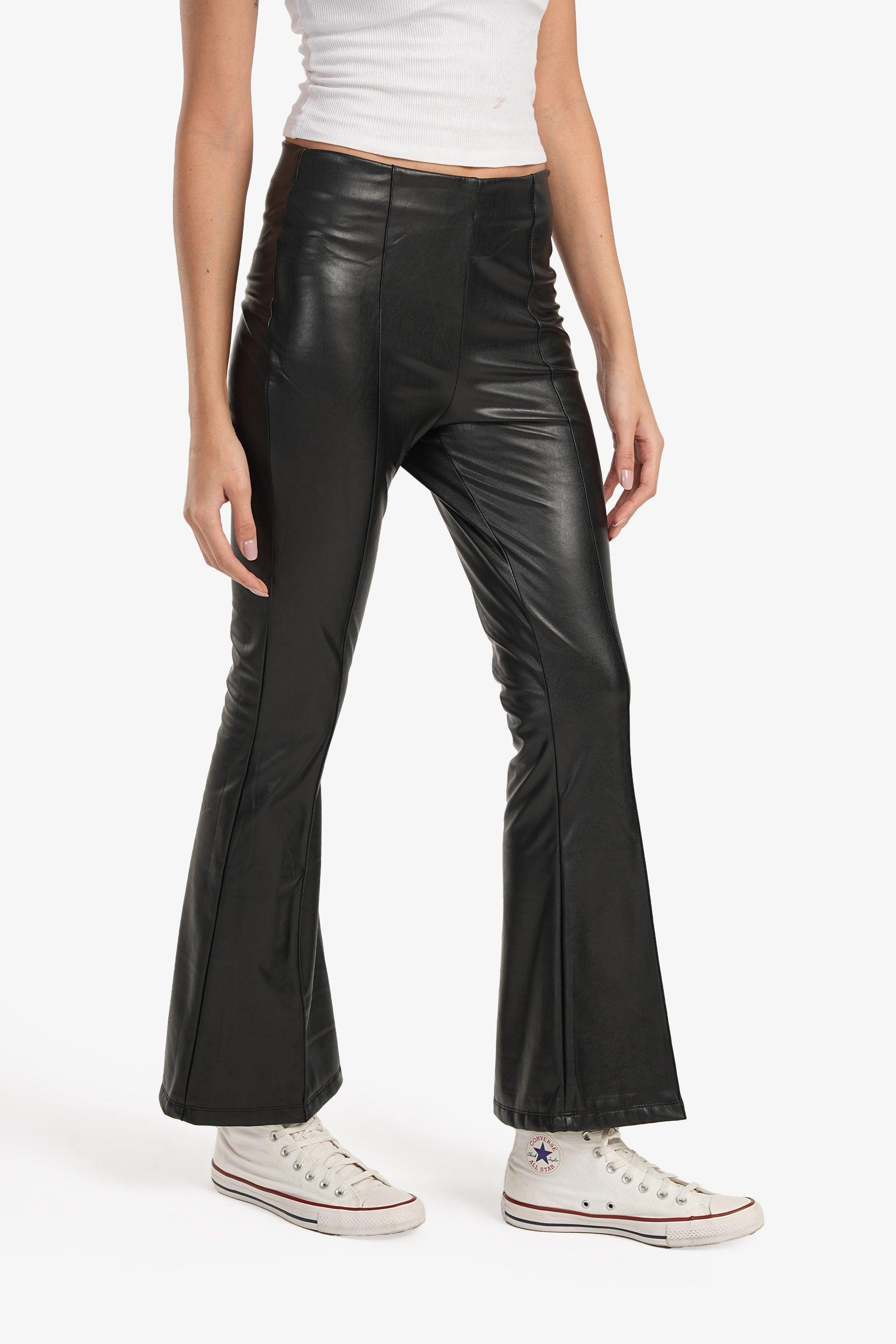 Clue - Black Leather Flare Pants 4