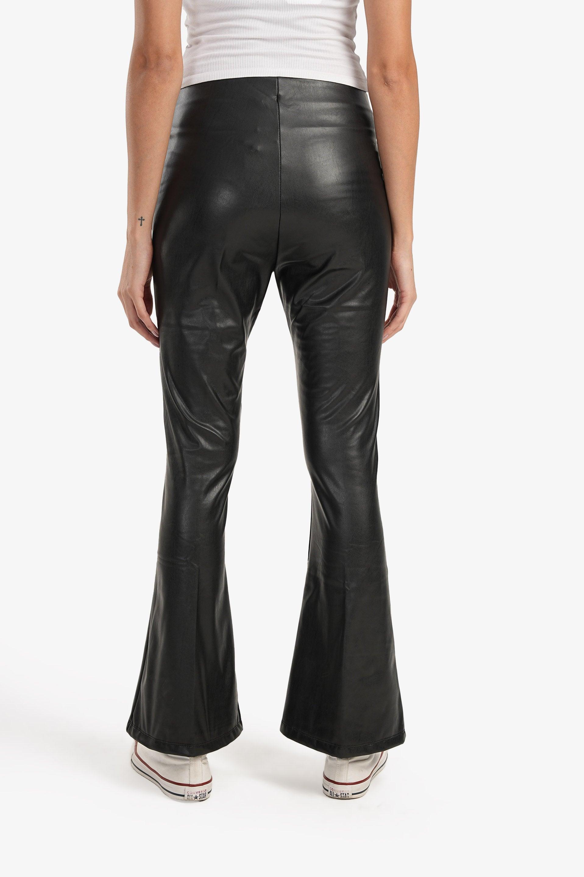 Clue - Black Leather Flare Pants 2