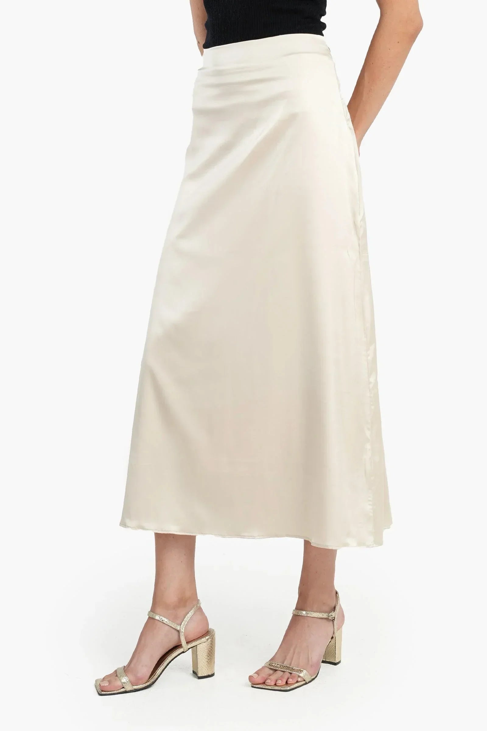 Clue - Light Beige Satin Skirt 1