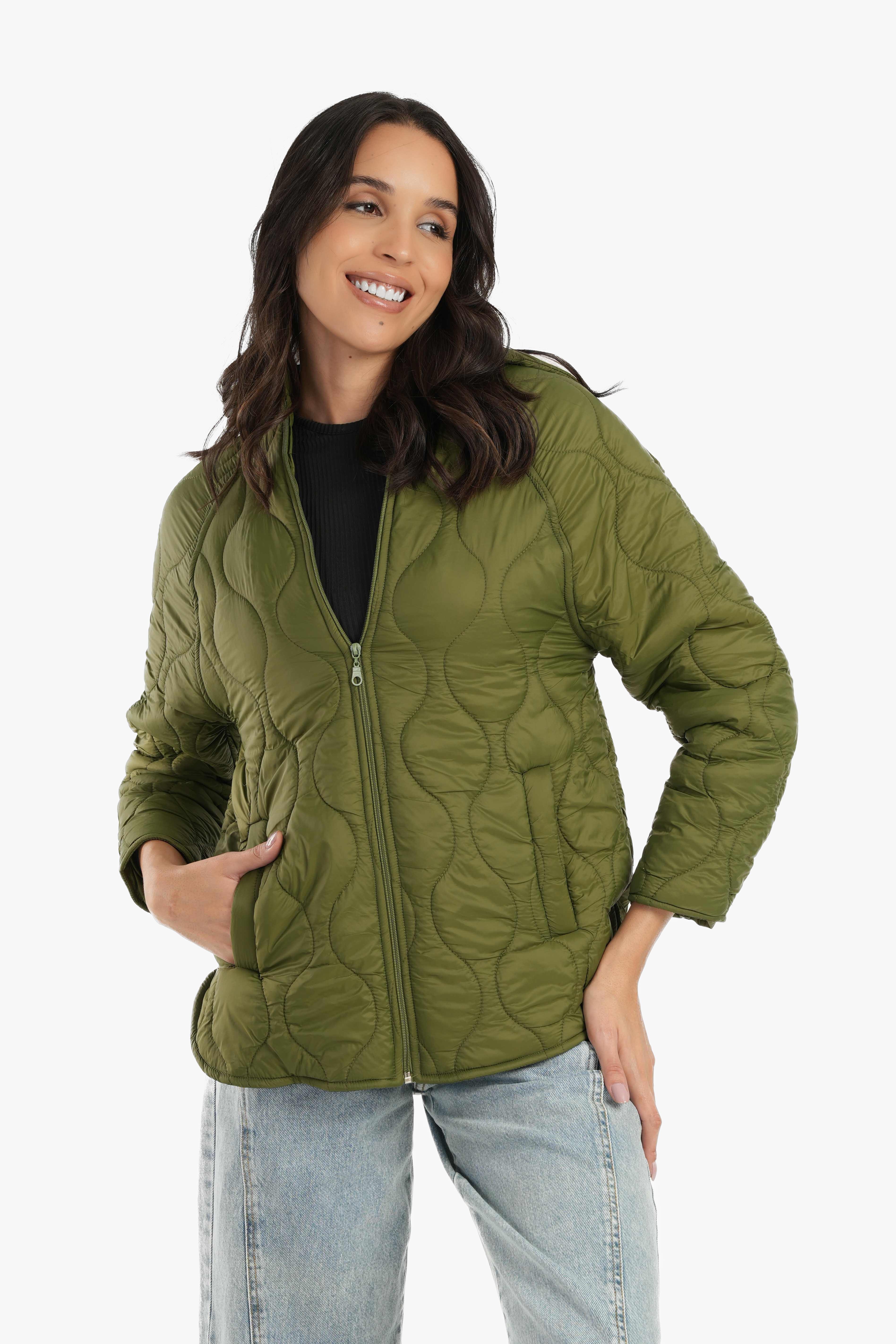 Clue - Olive Green Quilted Jacket 1