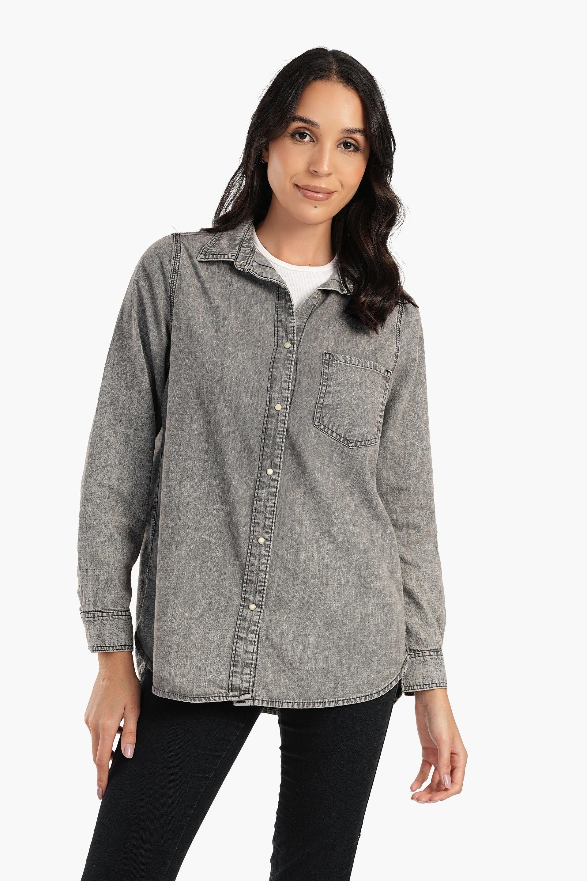 Clue - Denim Shirt with Snap Buttons 2