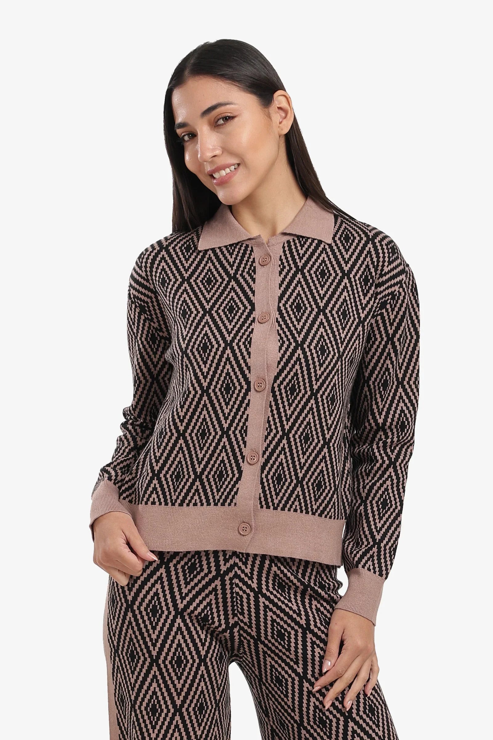 Carina - Diamond Pattern Lounge Cardigan 1