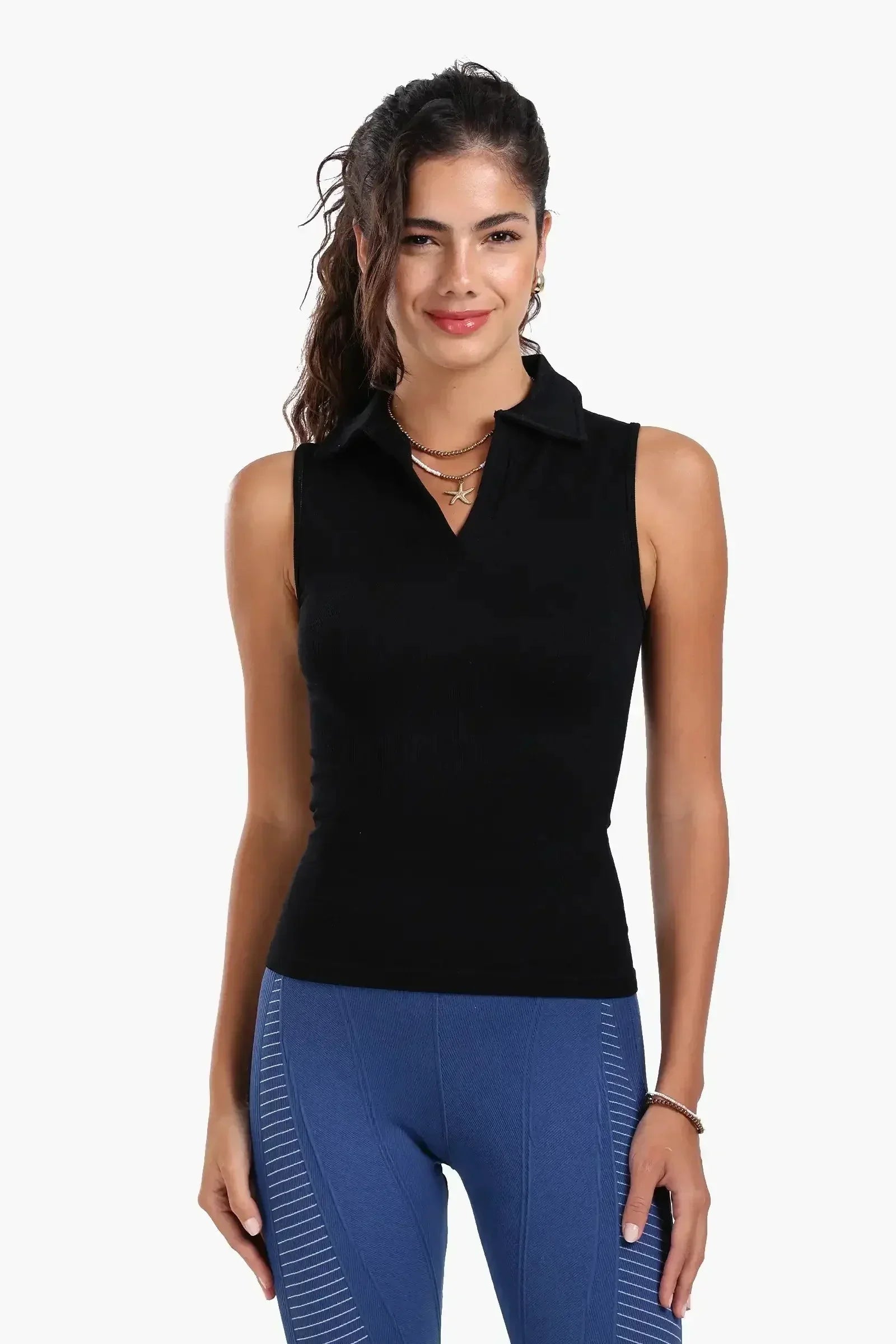 Carina - Seamless Polo Collar Top 18