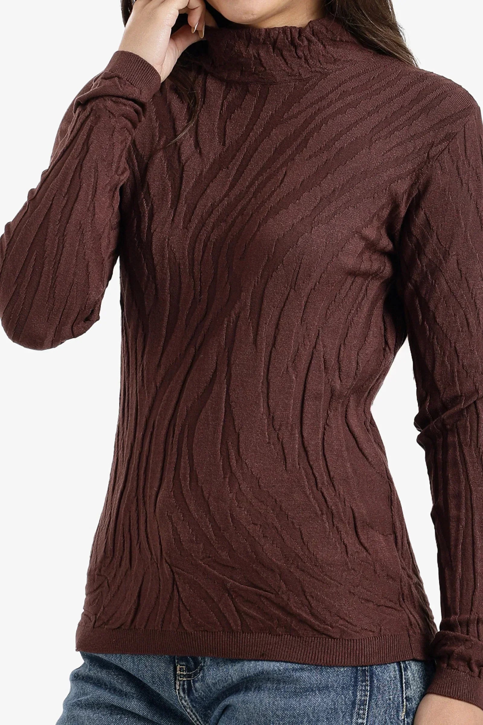 Carina - Textured Mock-Neck Pullover 3