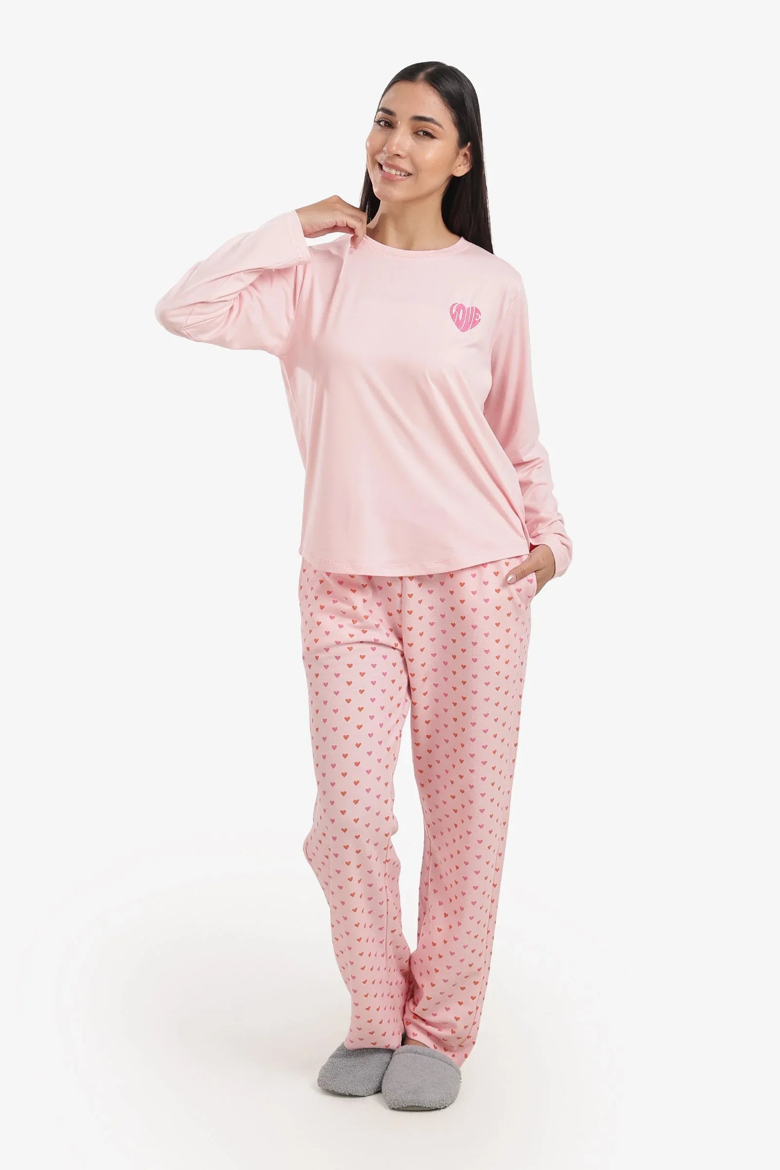 Carina - Heart Print Pyjama Set 1