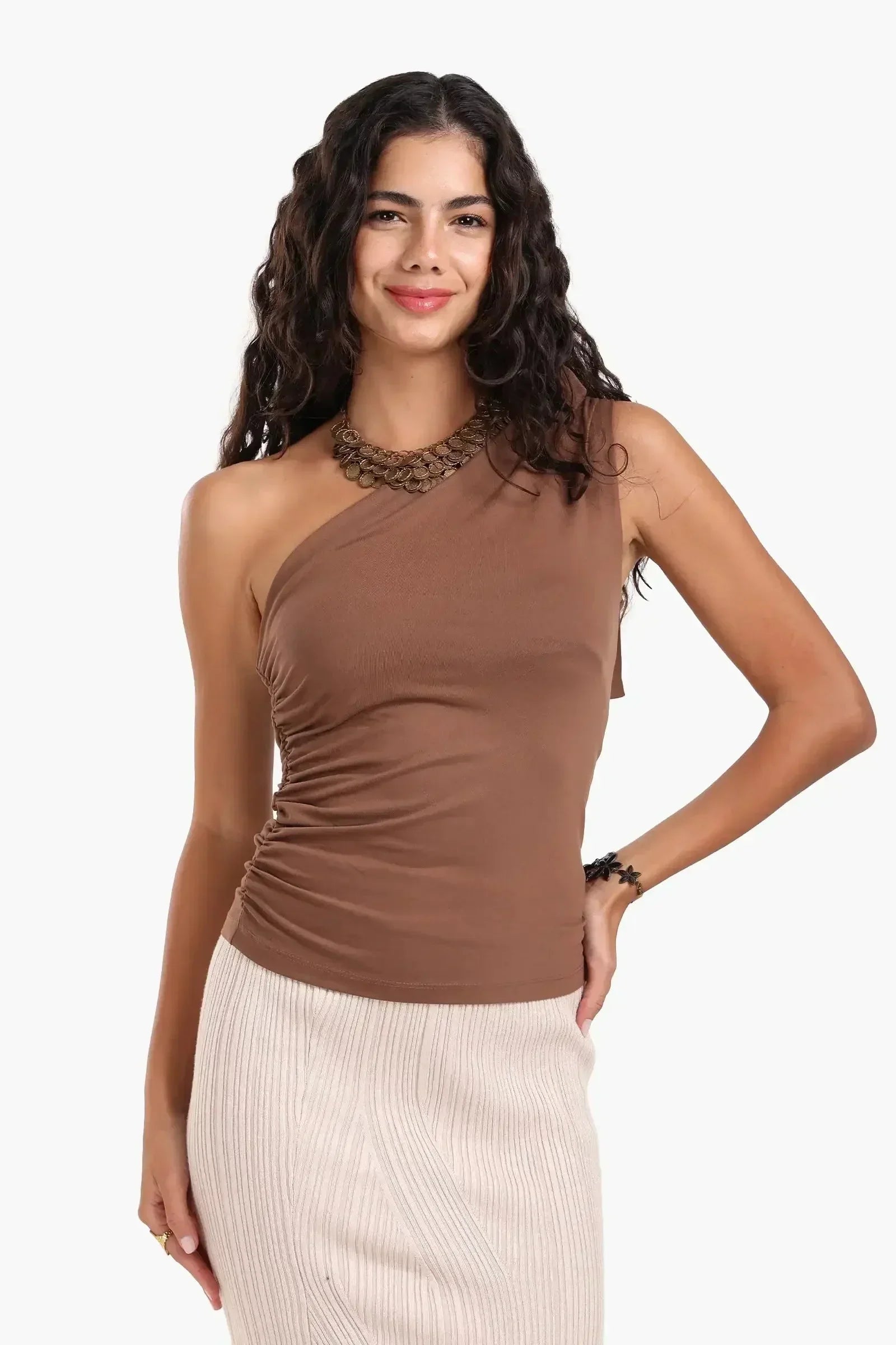 Carina - One Shoulder Ruched Top 1