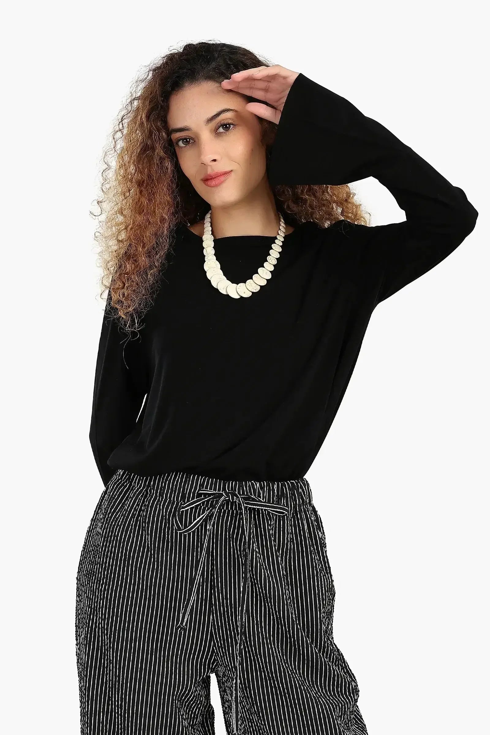 Carina - Black Blouse with Bell Sleeves 1