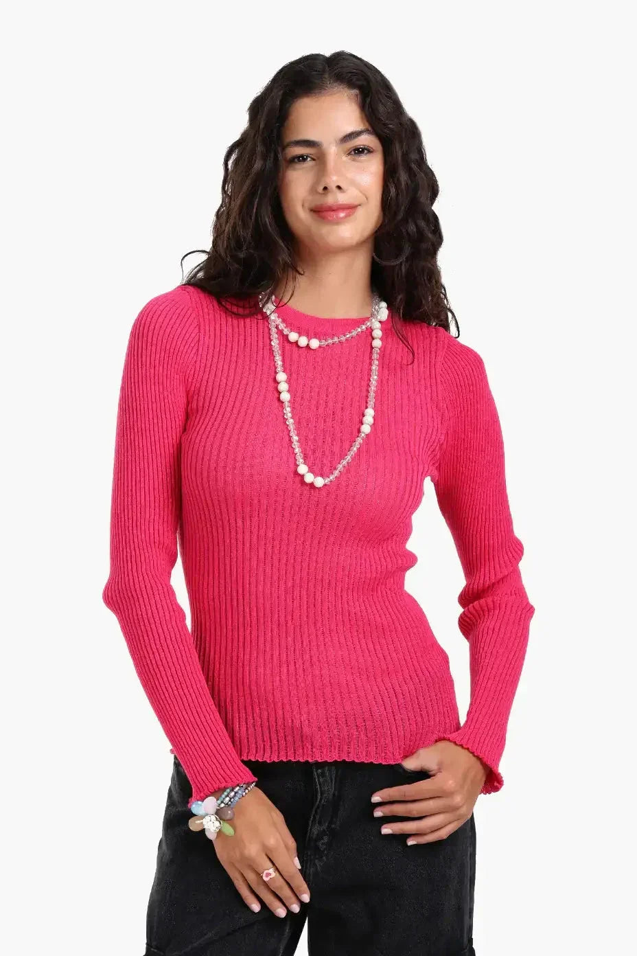 Carina - Frilled Hem Ribbed Top 1
