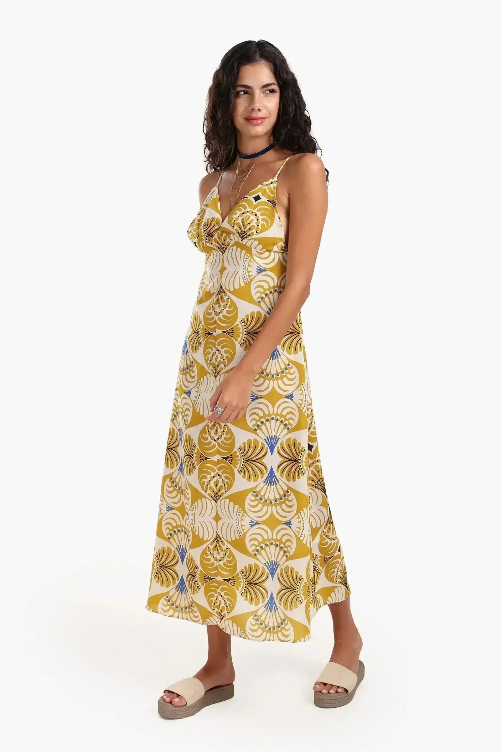 Carina - Printed V-Neck Midi Dress 2