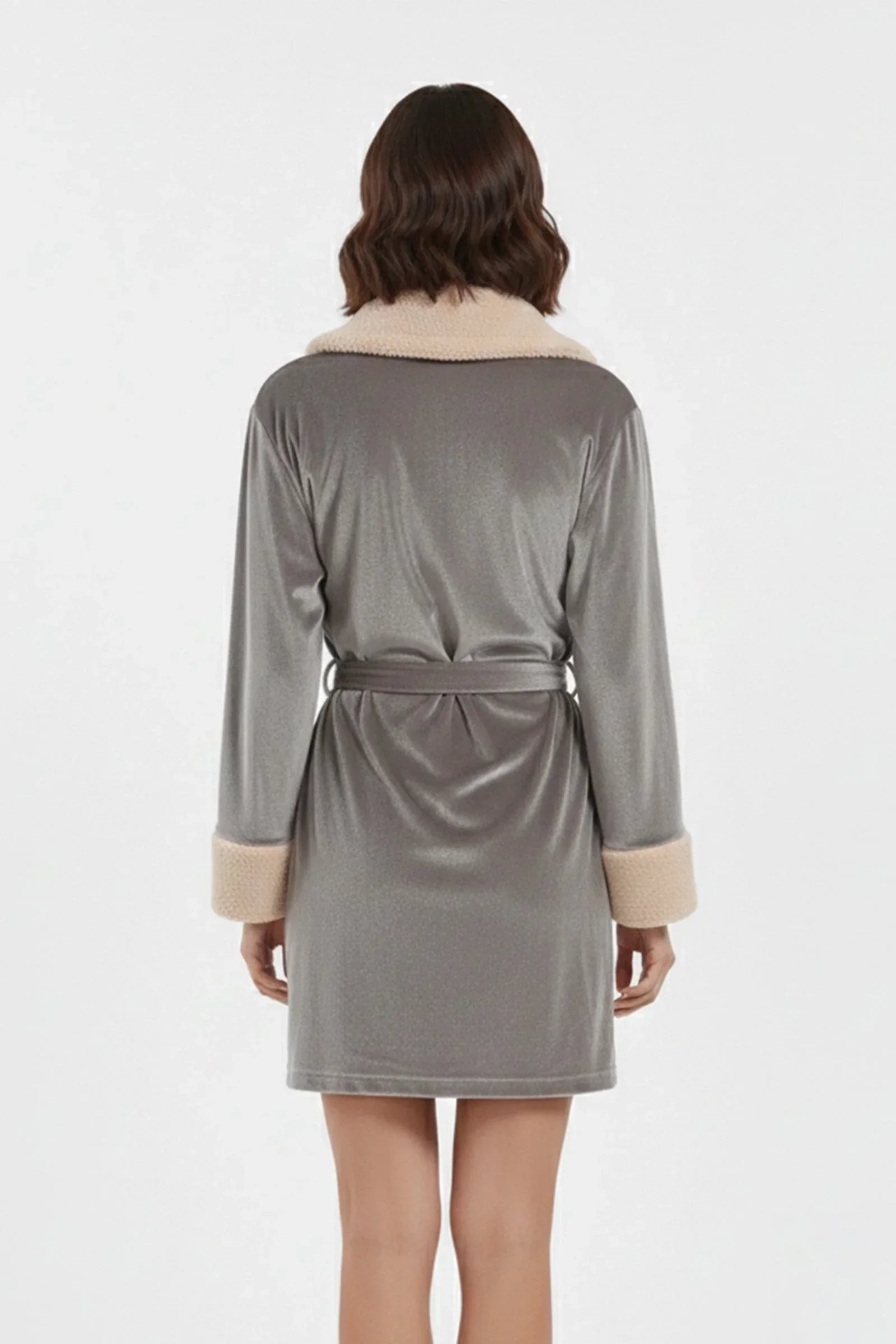 Carina - Velvet Robe with Fur Trim 3