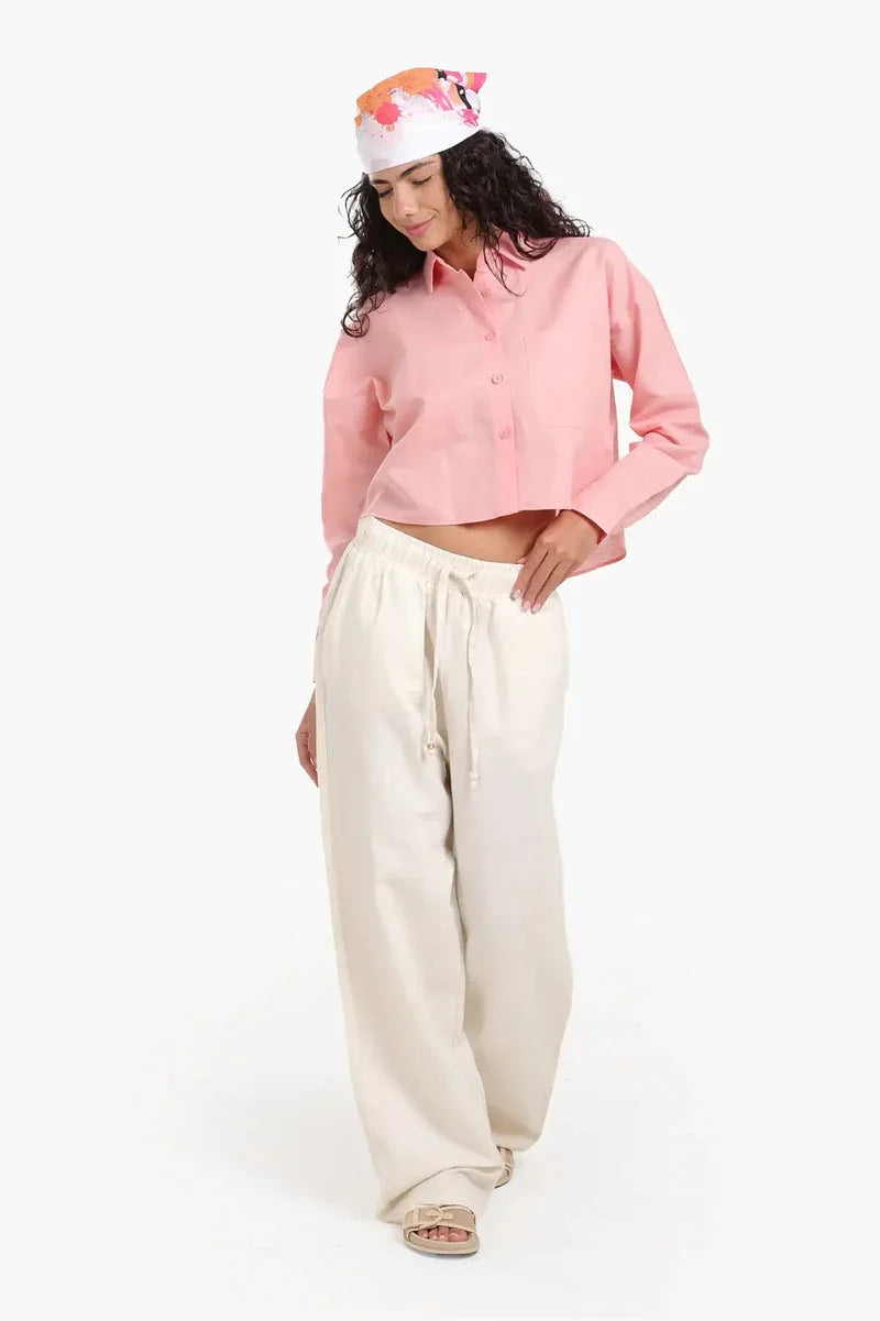 Carina - Long Sleeves Cropped Shirt 12