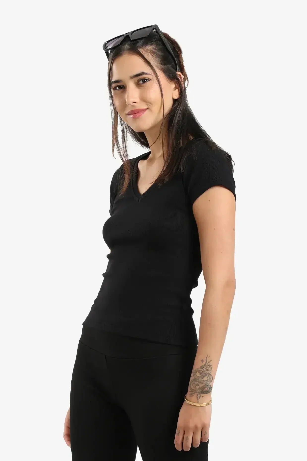 Carina - Ribbed V-Neck Fitted Top 10