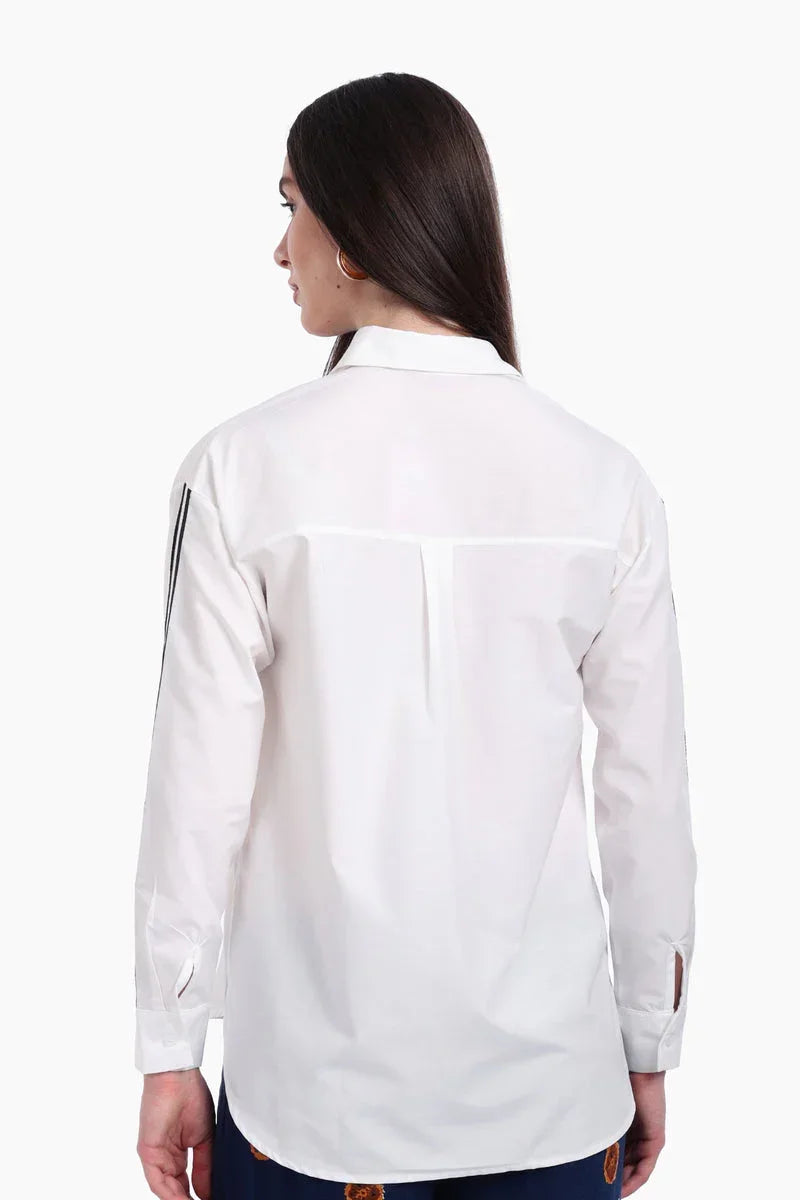 Carina - Shirt with Striped Black Sleeves 3