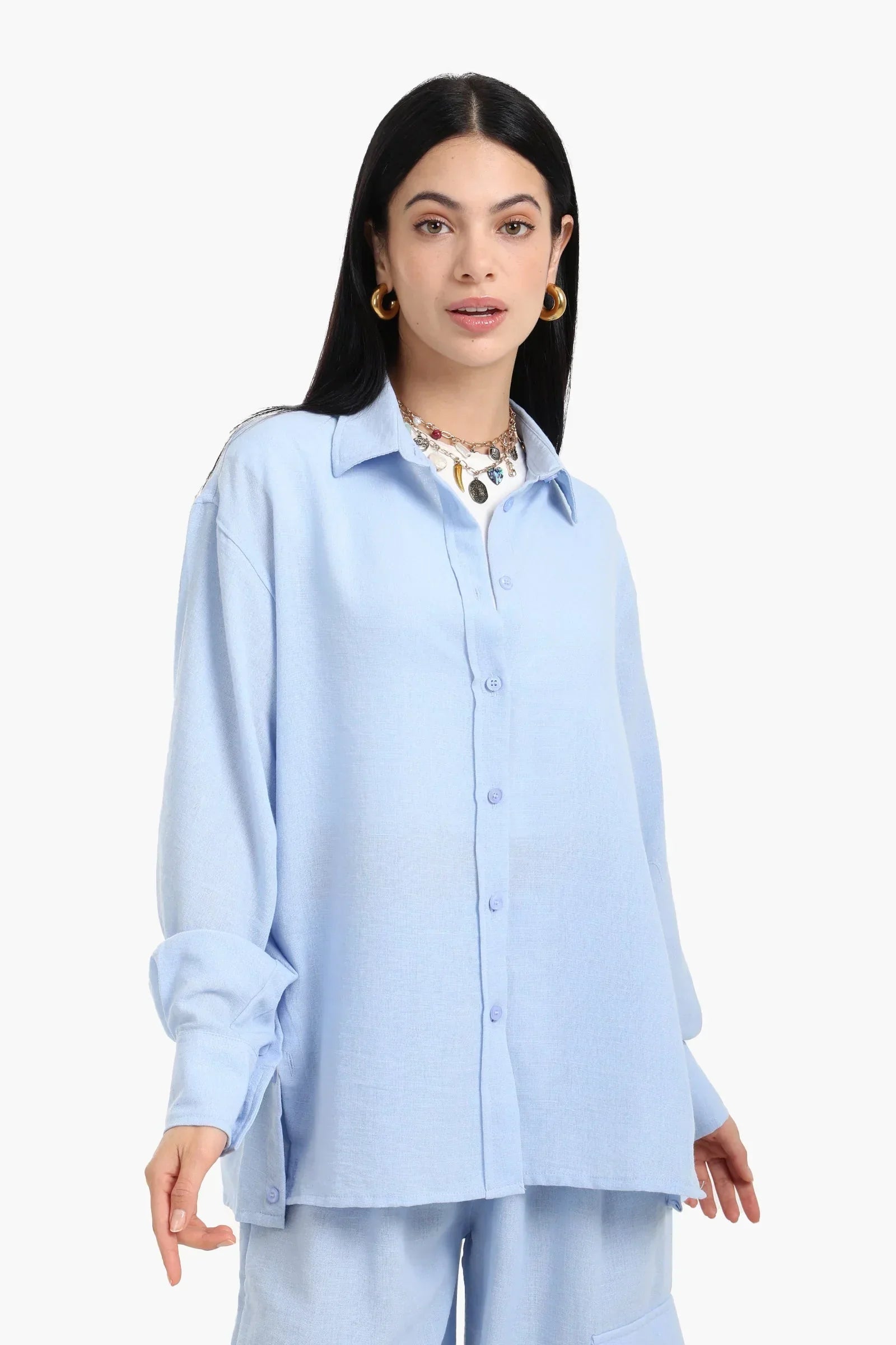Clue - Lounge Shirt with Buttoned Slit 1
