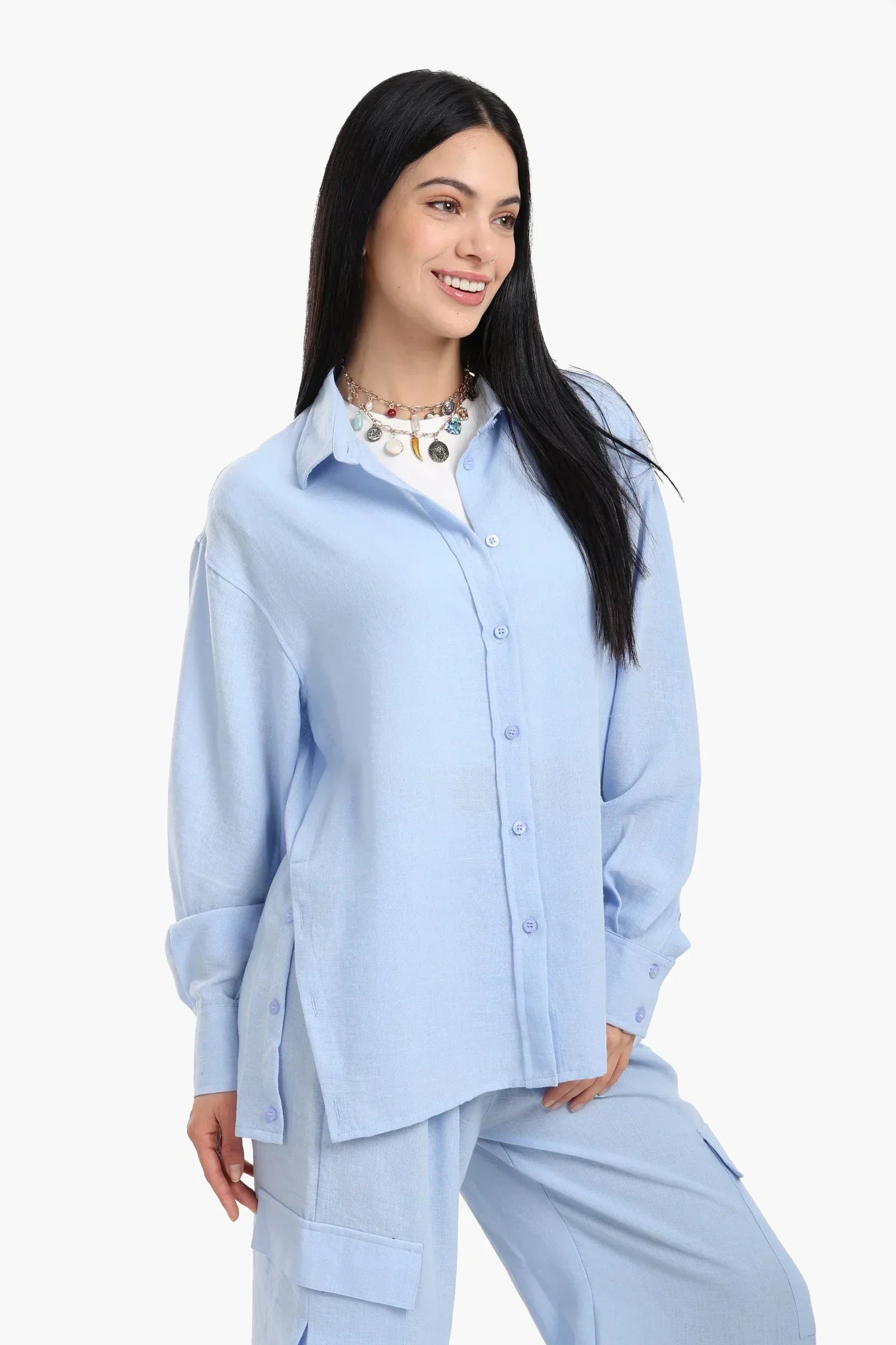Clue - Lounge Shirt with Buttoned Slit 2