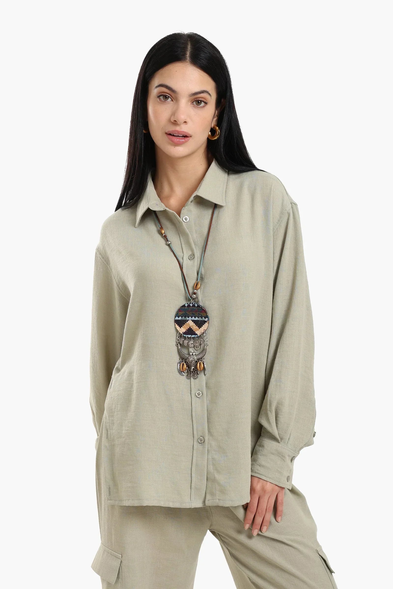 Clue - Lounge Shirt with Buttoned Slit 9
