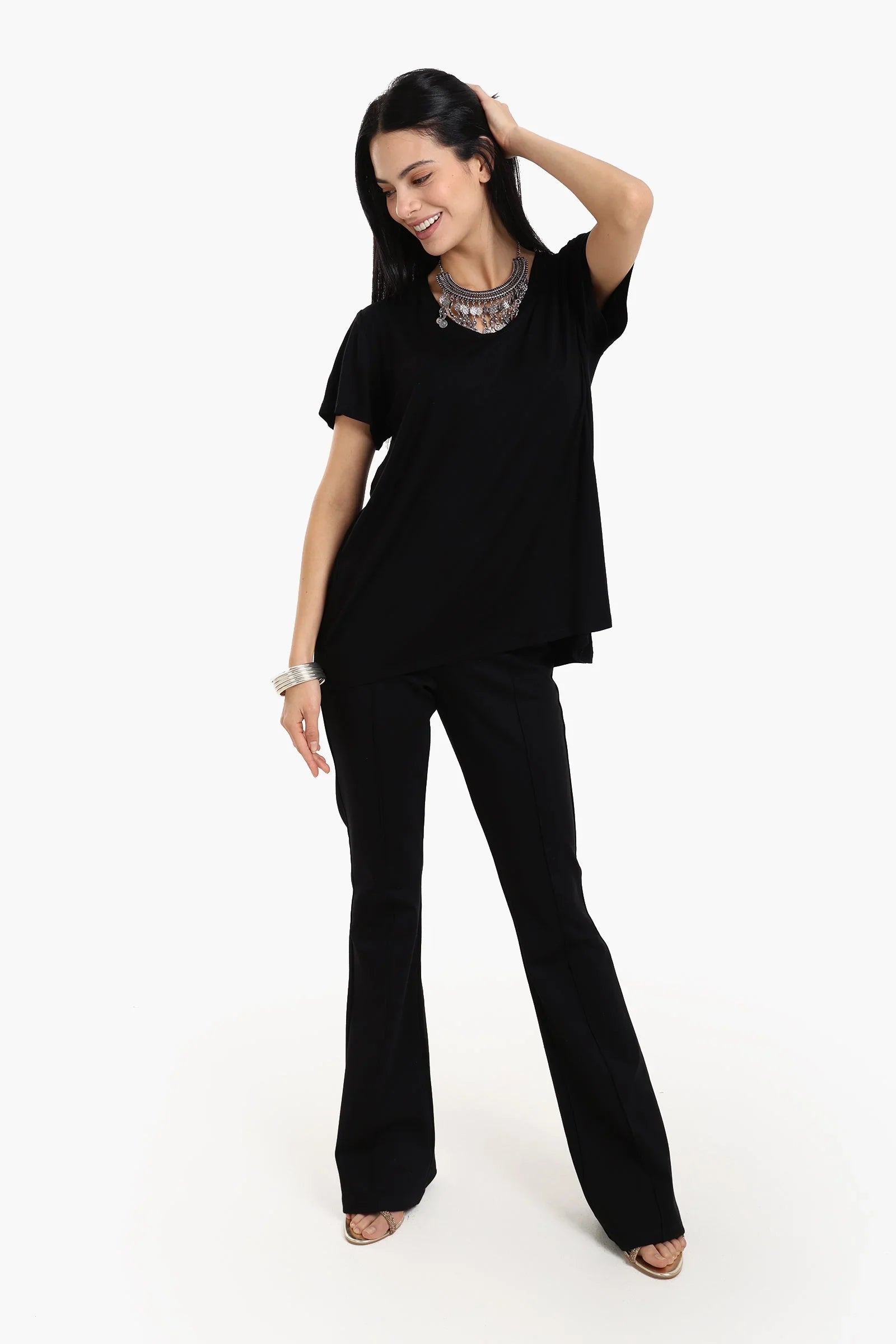 Clue - Black High Waist Piping Pants 2