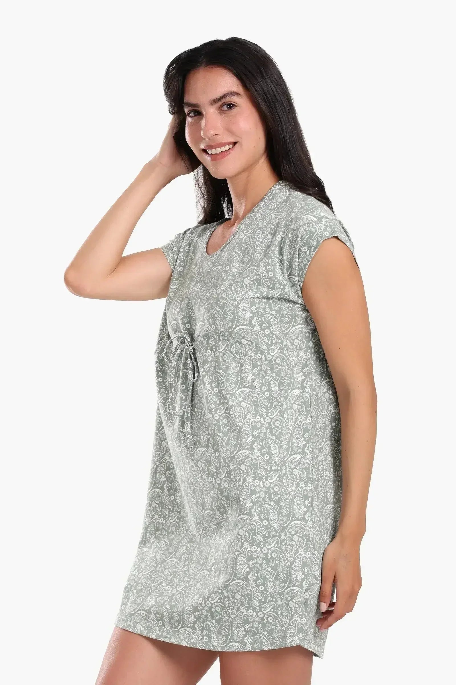 Carina - Front Tie Printed Nightgown 4