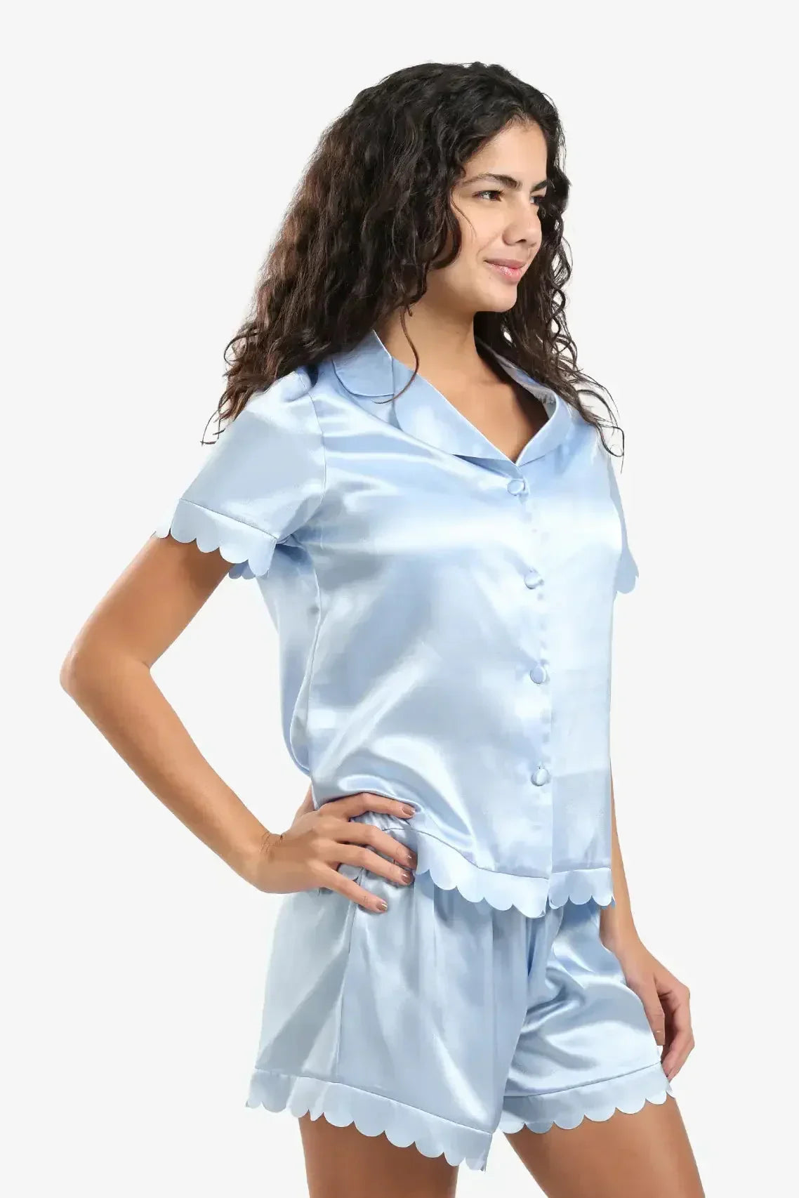 Carina - Blue Solid Pyjama Set 2