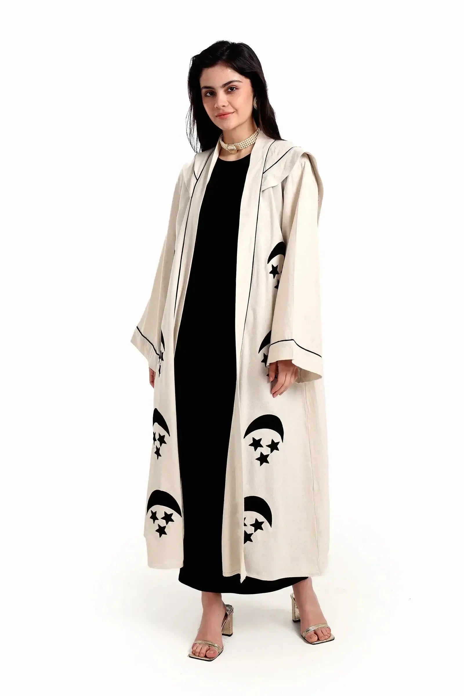 Carina - Beige Crescent & Stars Kimono 1