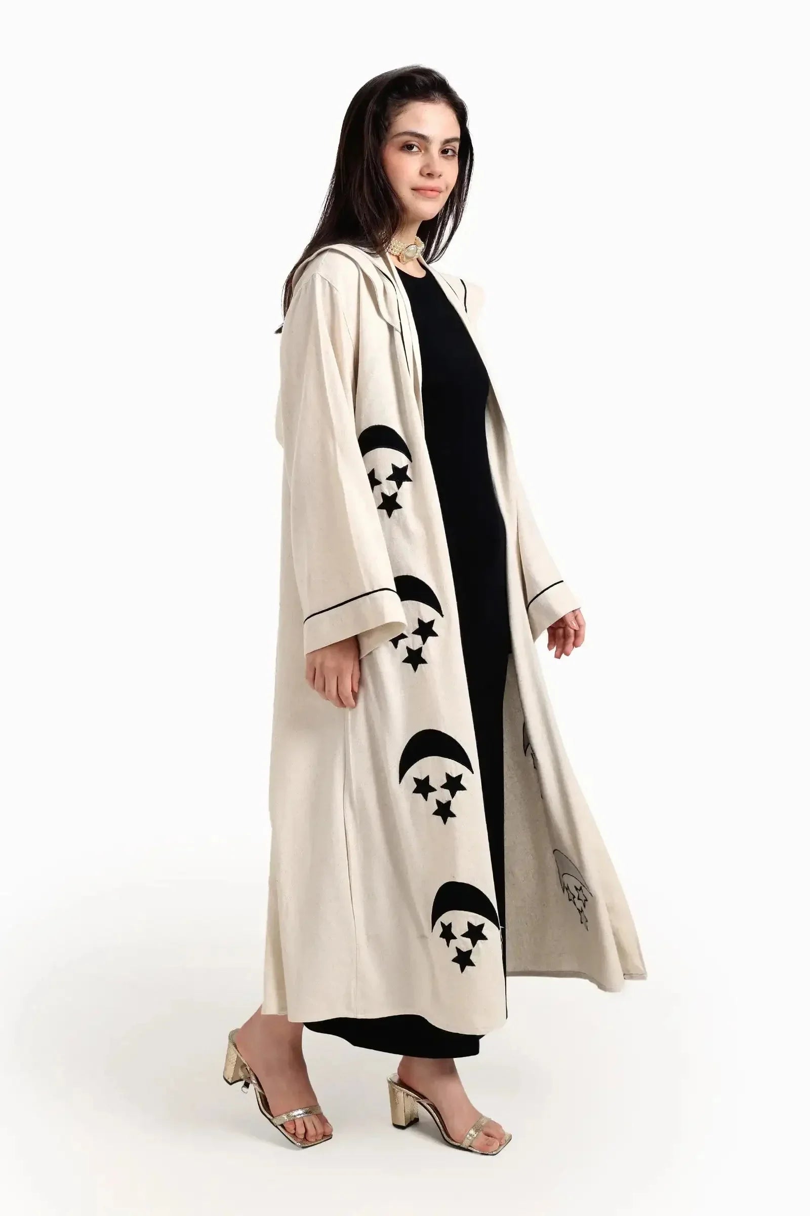 Carina - Beige Crescent & Stars Kimono 2