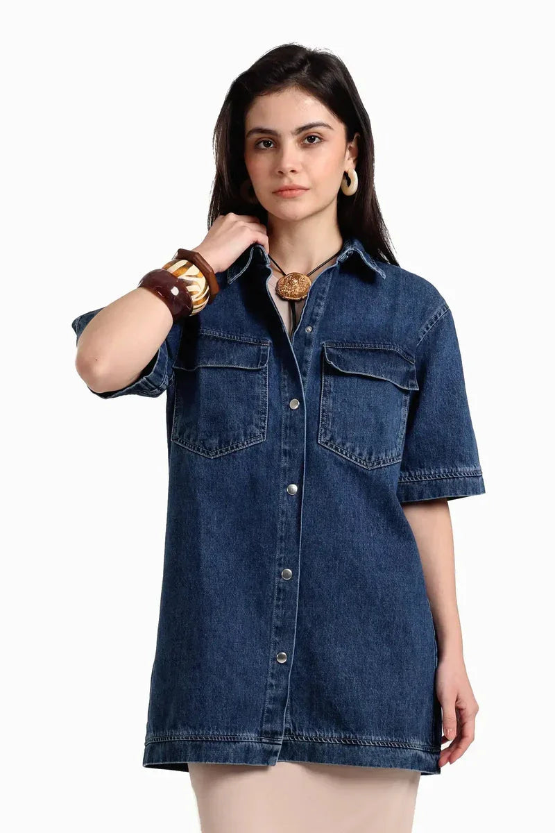 Carina - Denim Shirt With Pockets 1