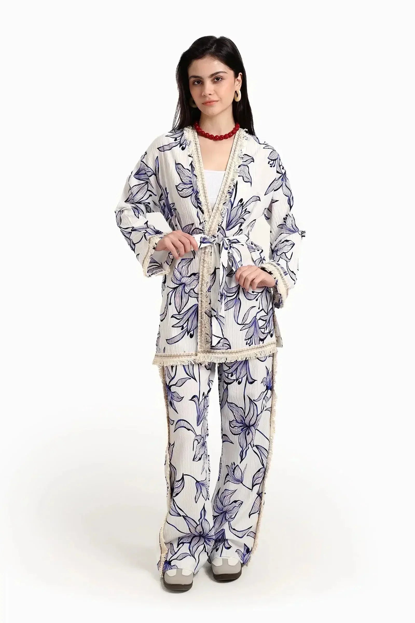 Carina - Floral Pants with Fringe Detail 5
