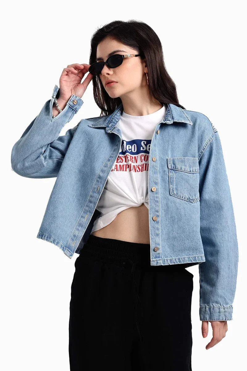 Carina - Classic Cropped Denim Jacket 2