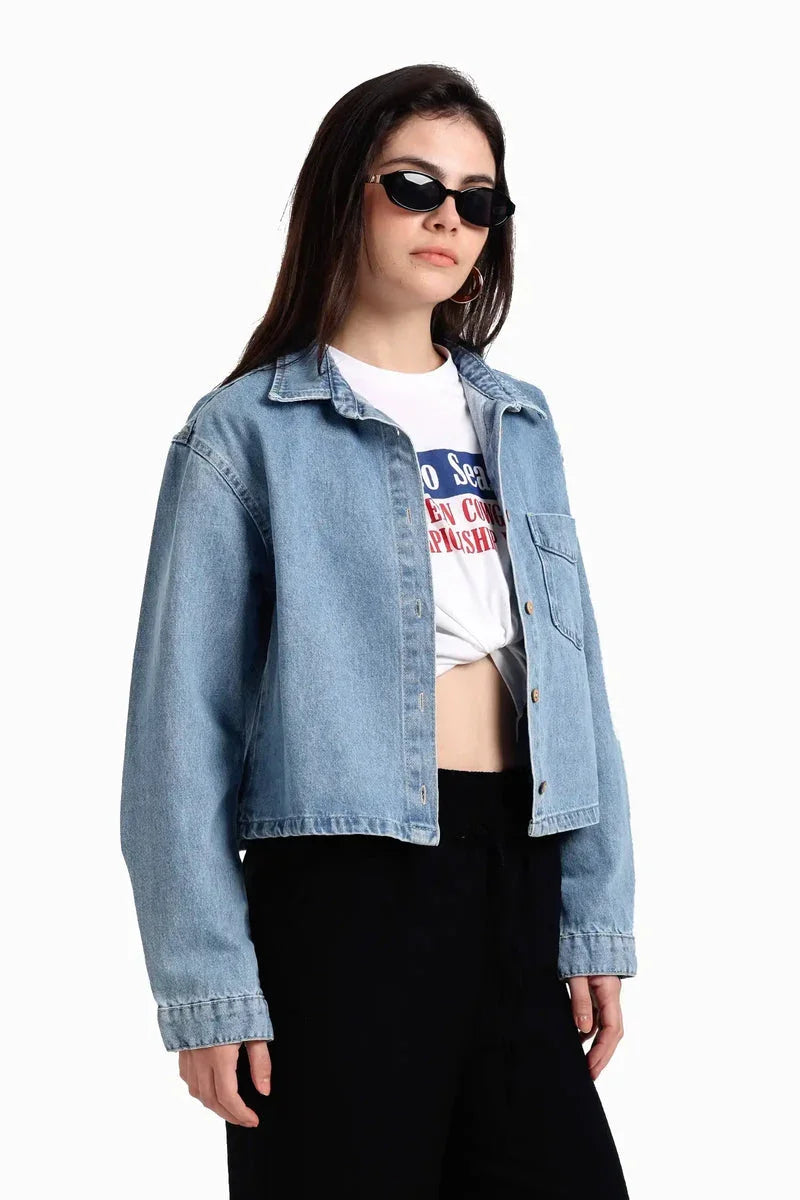 Carina - Classic Cropped Denim Jacket 1