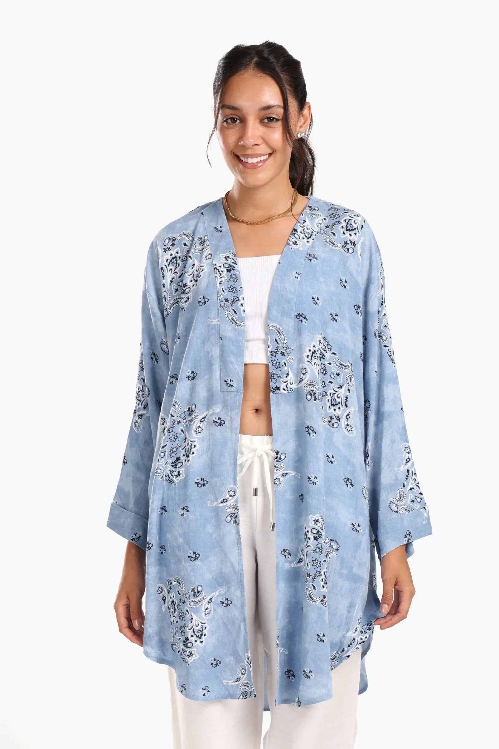 Carina - Breezy Printed Cotton Kimono 1
